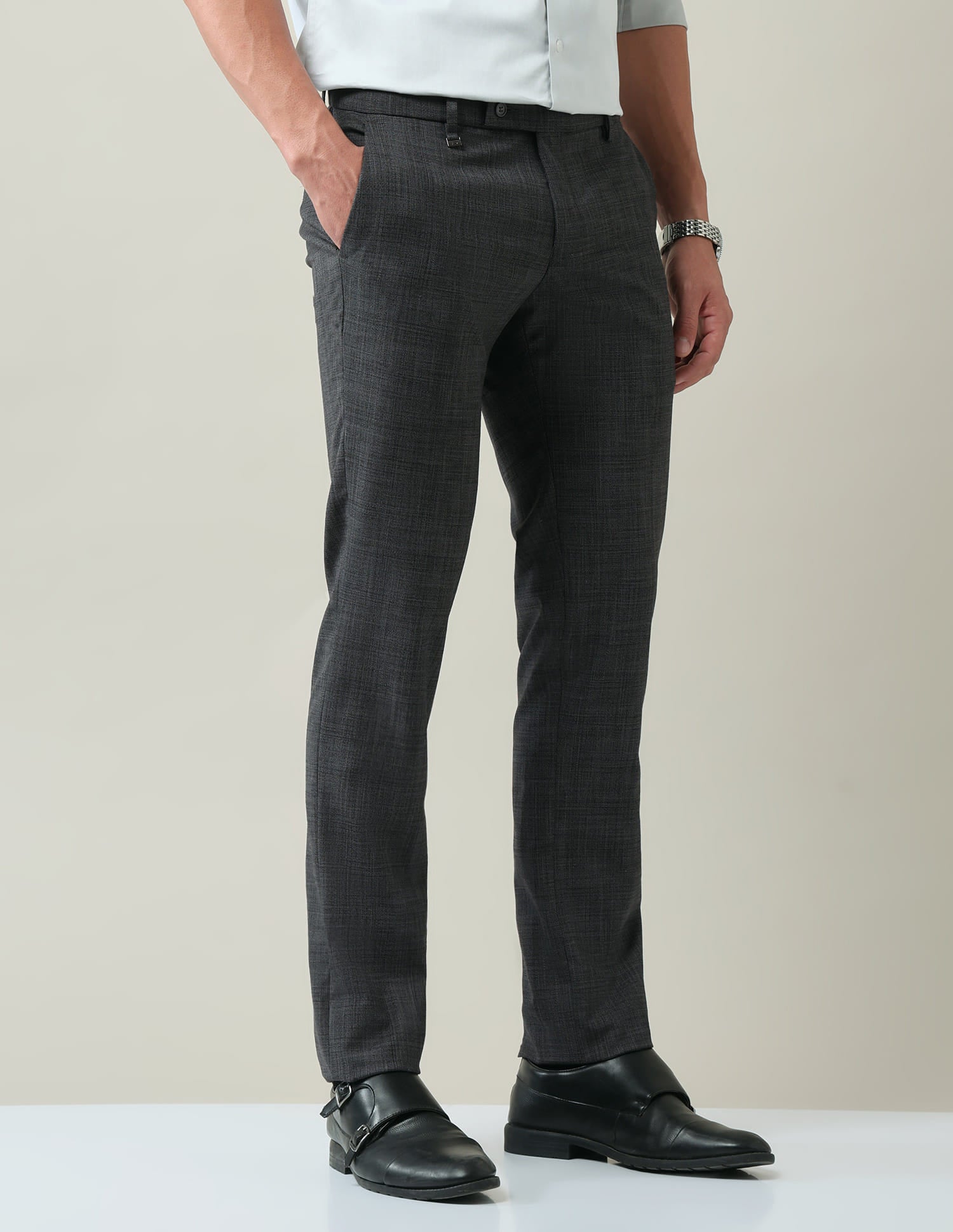 Checked Dobby Regular Fit Trousers