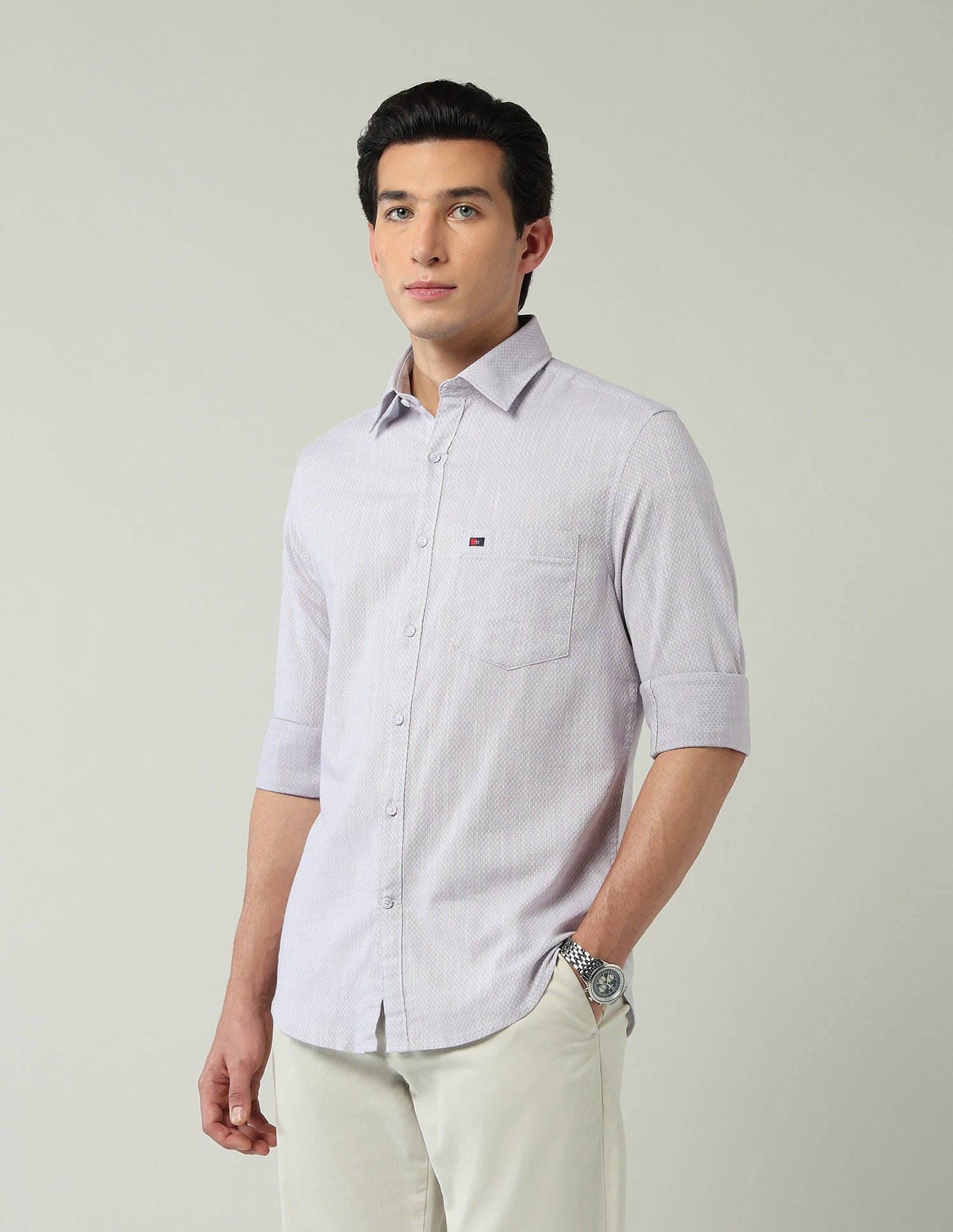 Corporate Ready Modern Slim Fit Self-Design Shirt