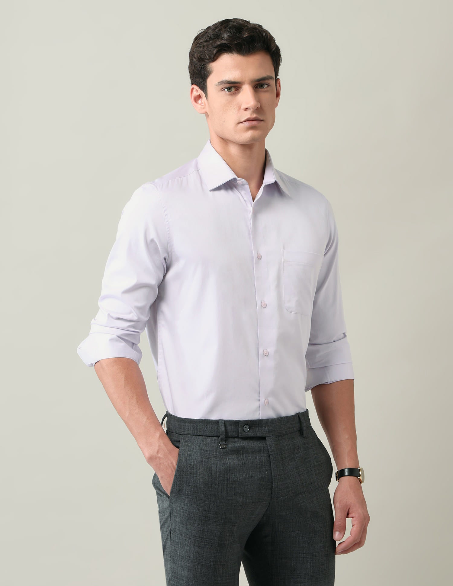 Solid Regular Fit Satin Shirt