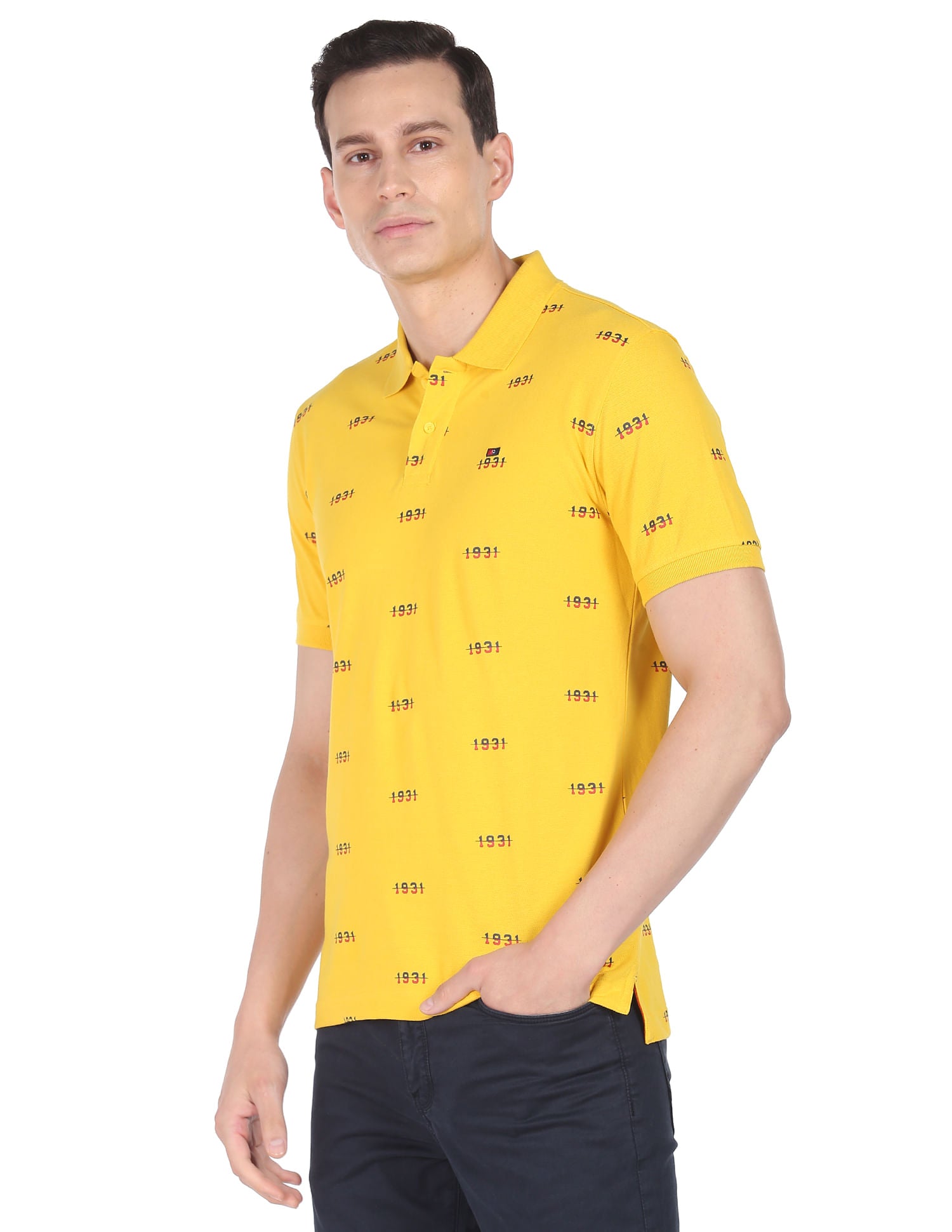 Urban Cool Typography Print Cotton Polo Shirt