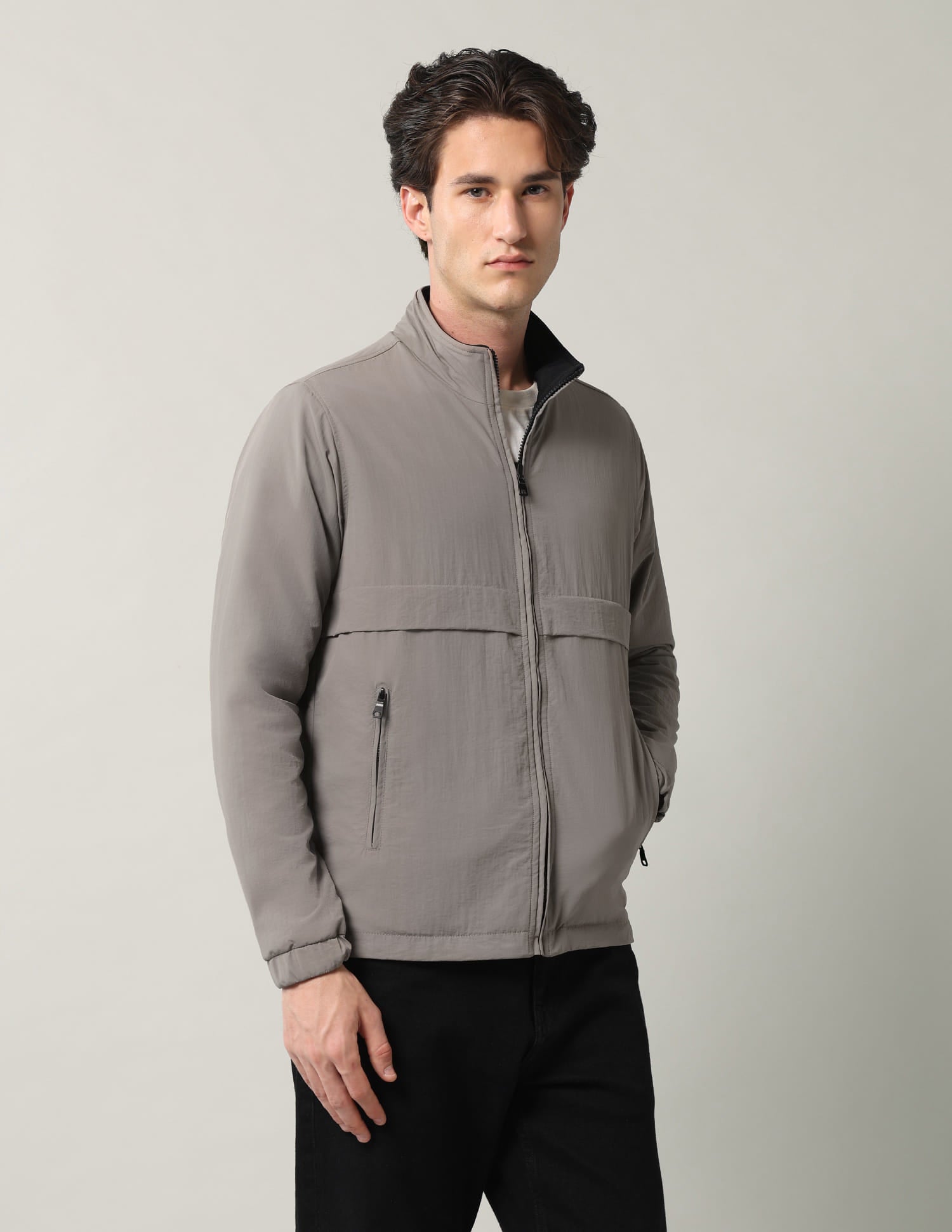 Solid Regular Fit Reversible Jacket