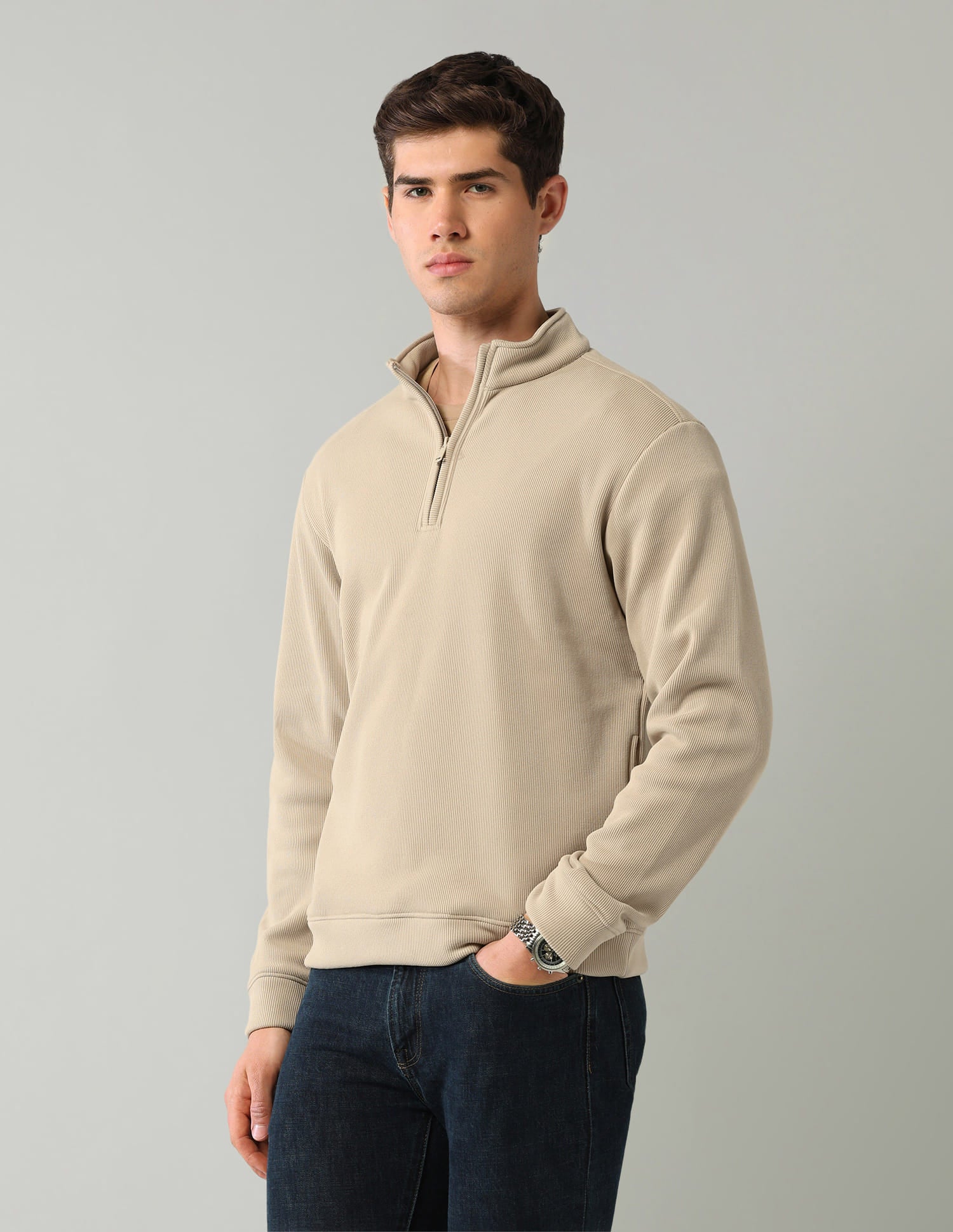 Textured Regular Fit Sweatshirt