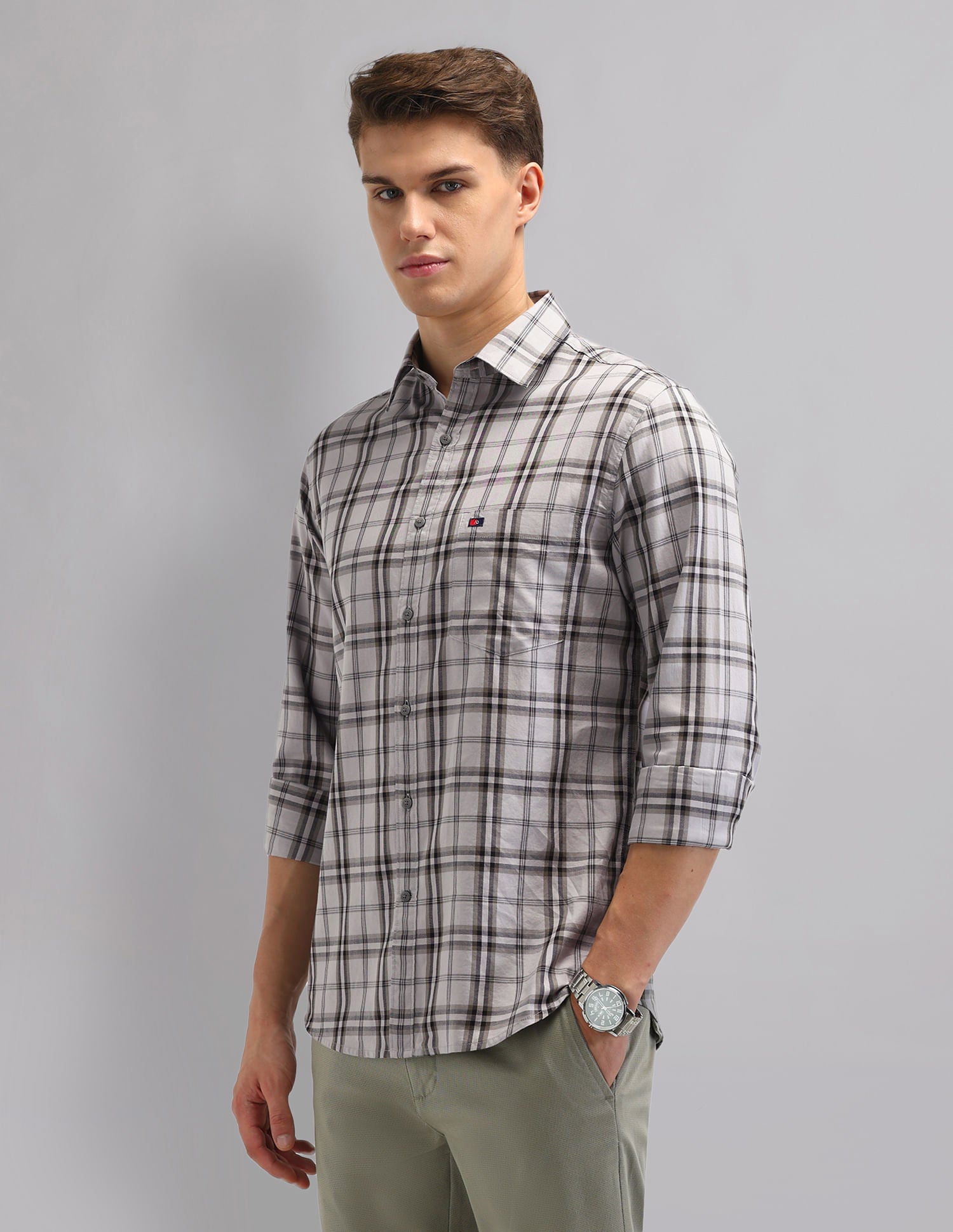 Corporate Sharp Modern Slim Fit Checked Shirt