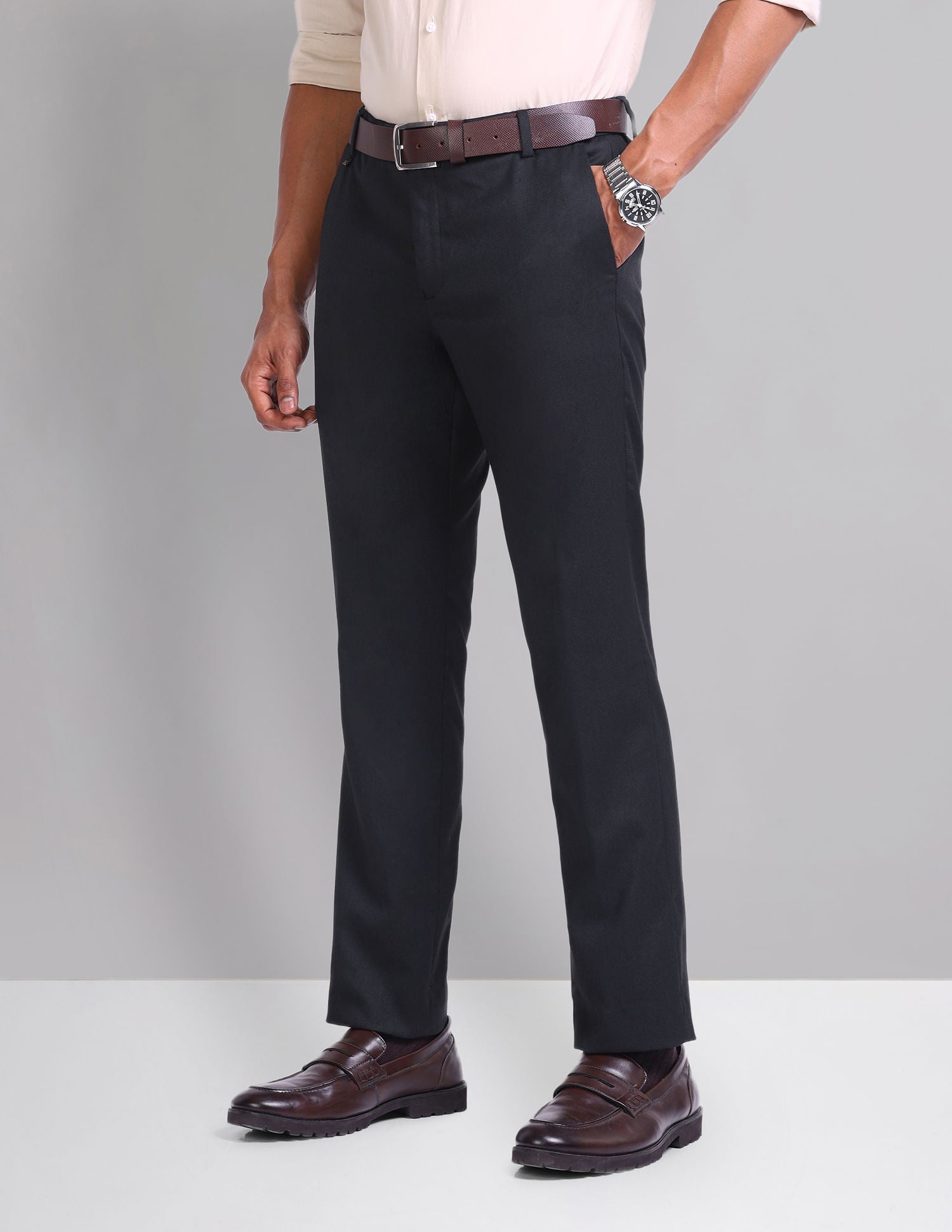 Polished Look Smart Flex Textured Trousers