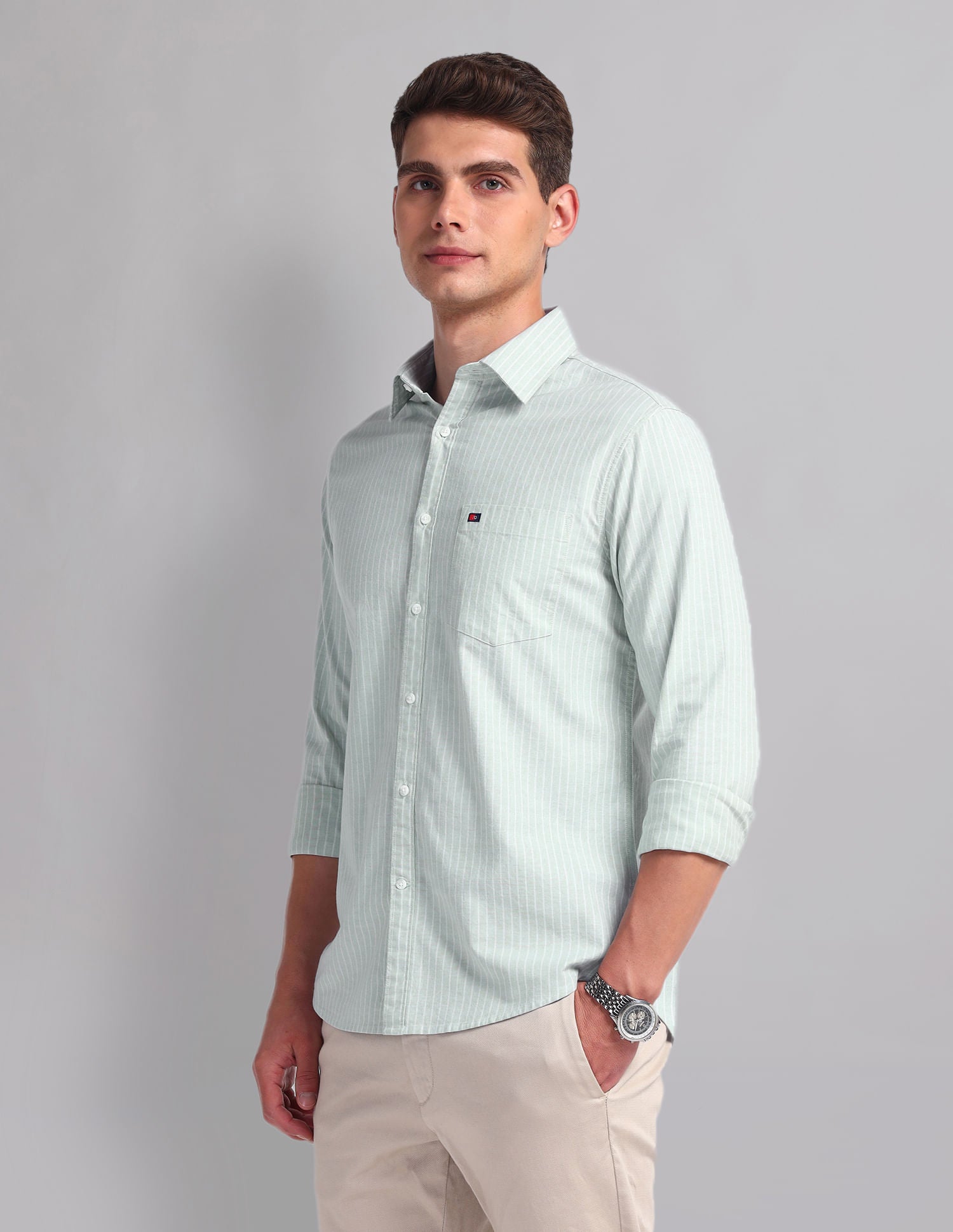 Vertical Stripe Cotton Shirt