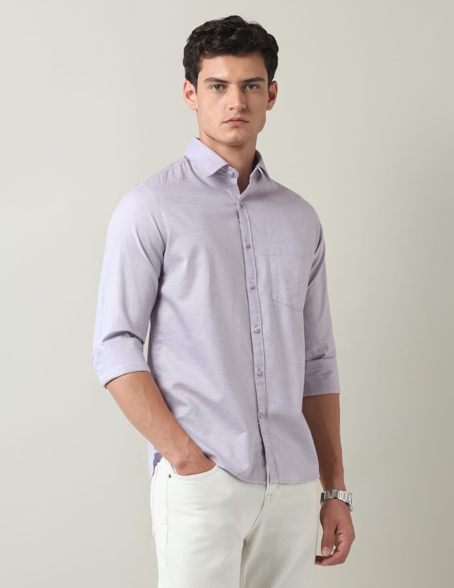 Solid Slim Fit Twill Shirt