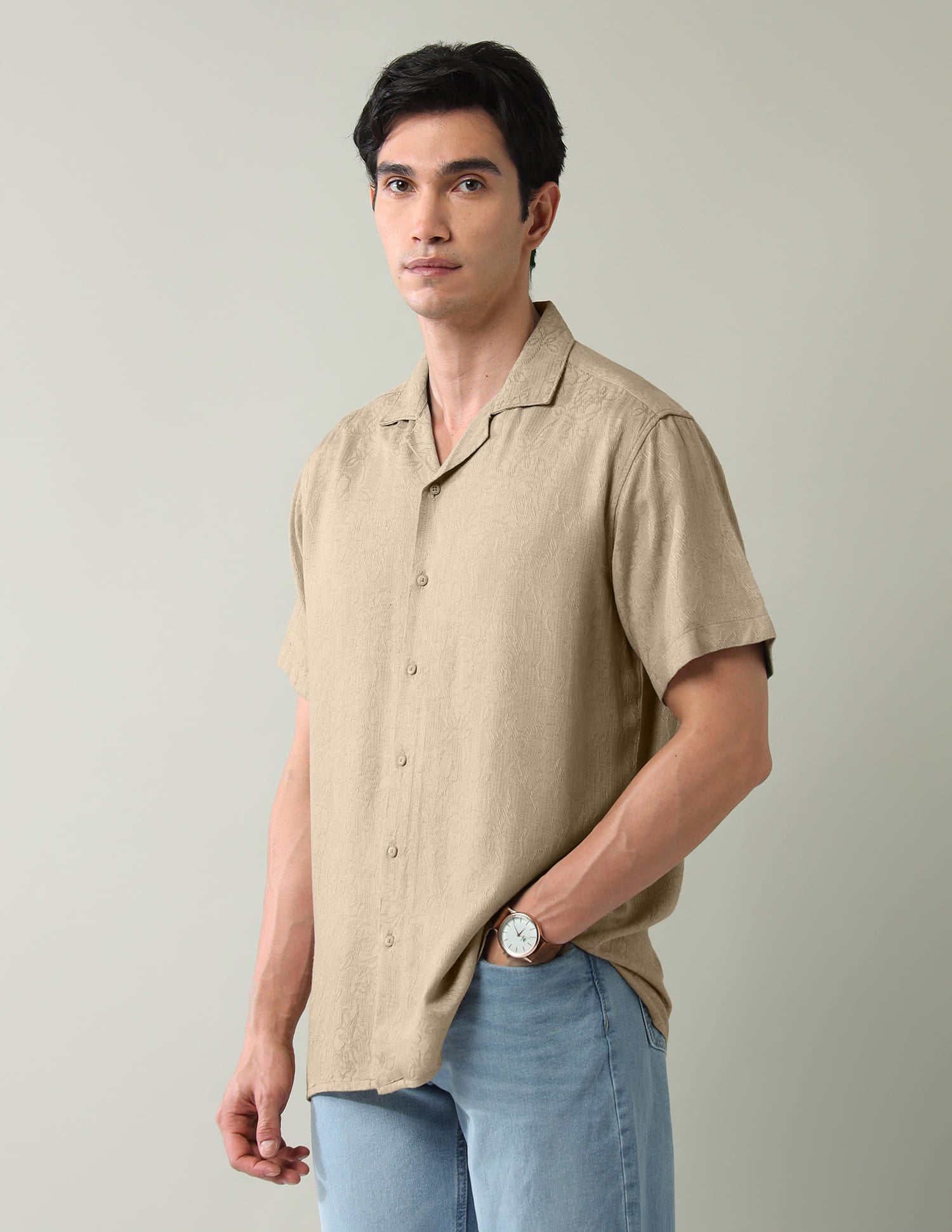 Regular Textured Air Soft Slim Fit Shirt