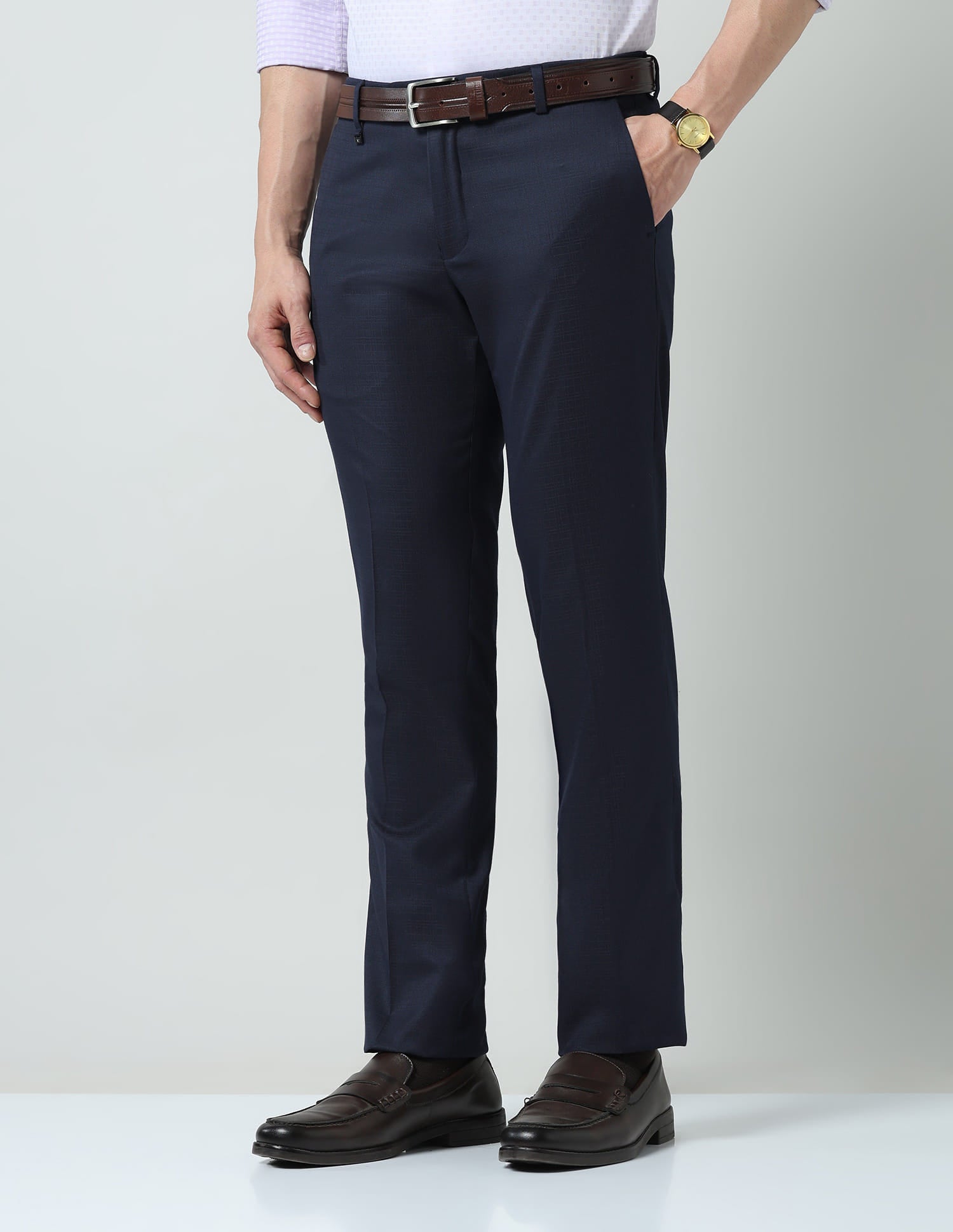 Textured Dobby Regular Fit Trousers