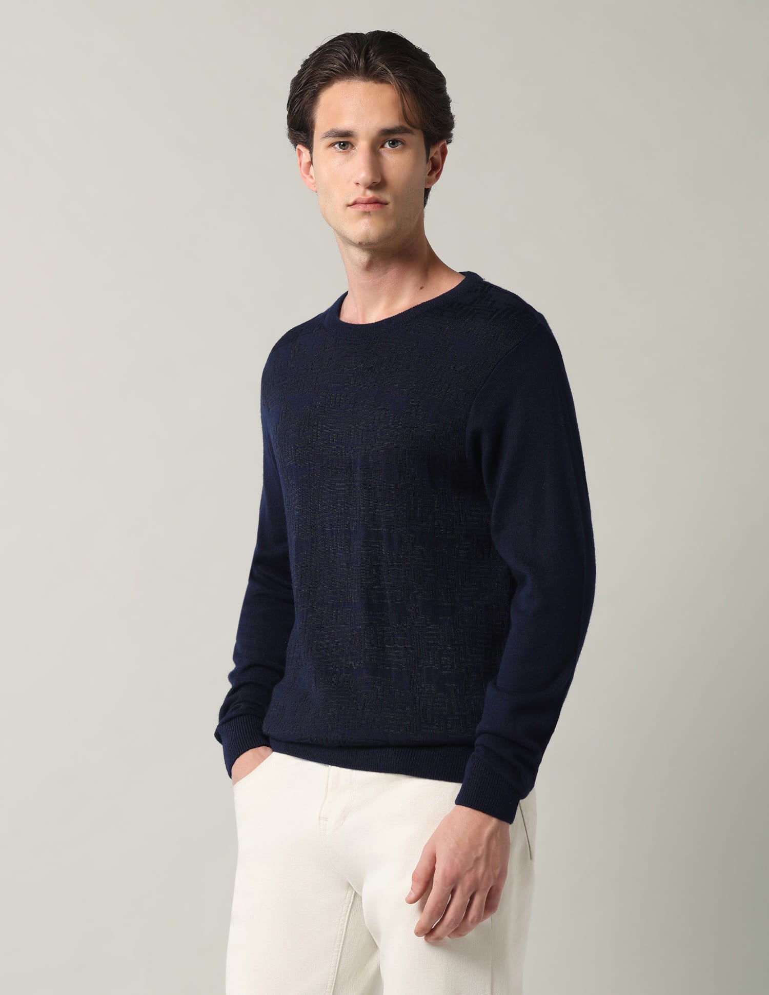 Geometric-Patterned-Regular-Fit-Sweater