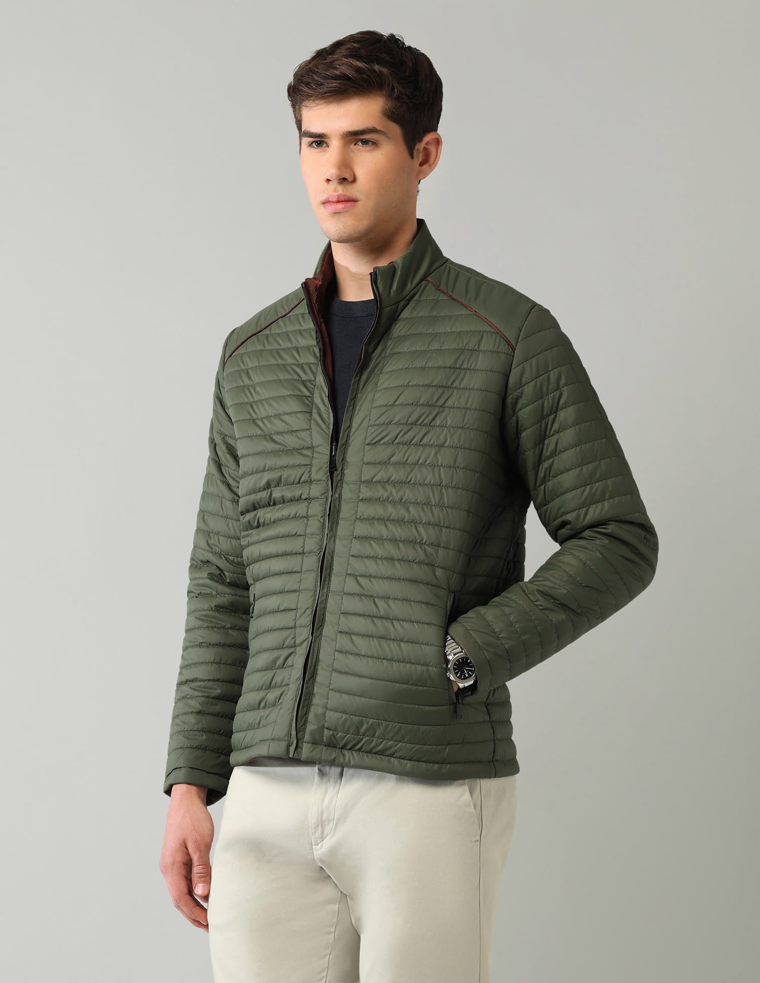 Solid Regular Fit Puffer Jacket
