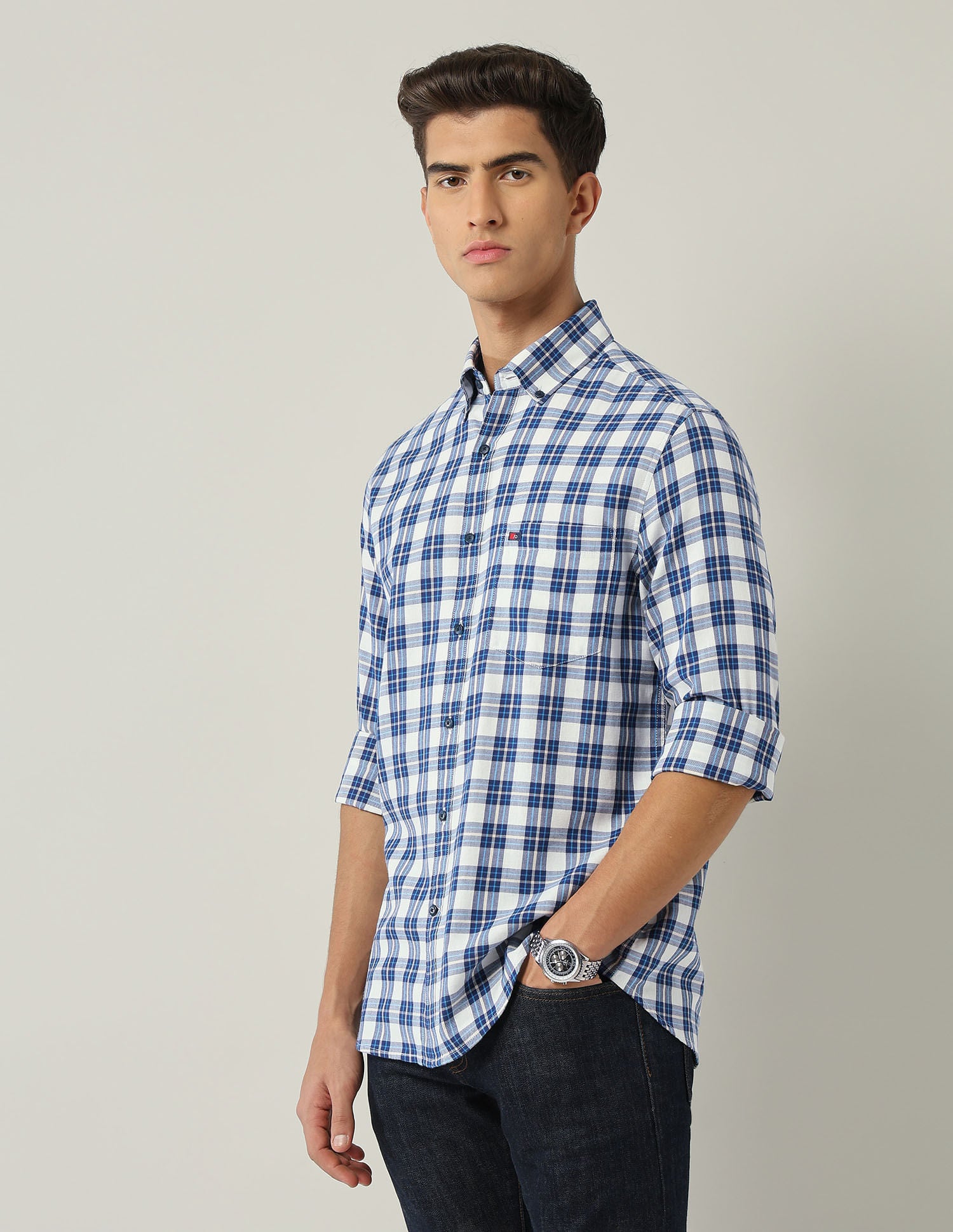 City Chronicles Modern Slim Fit Tartan Checked Shirt