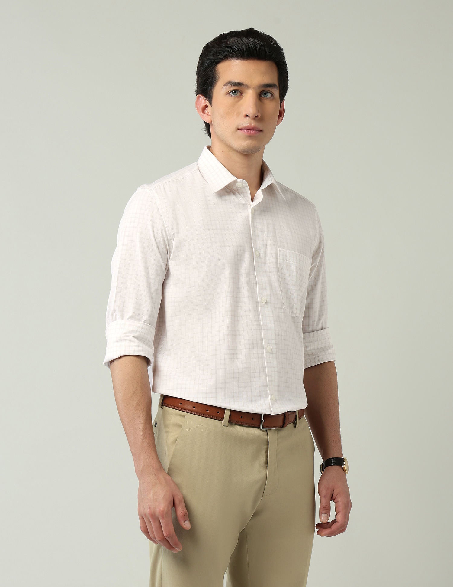 Old-School Regular Fit Grid Tattersall Checked Shirt