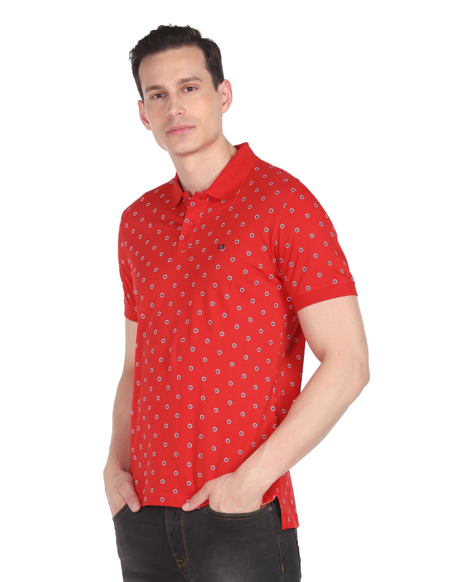 Daily Style Cotton Geometrical Print Polo Shirt