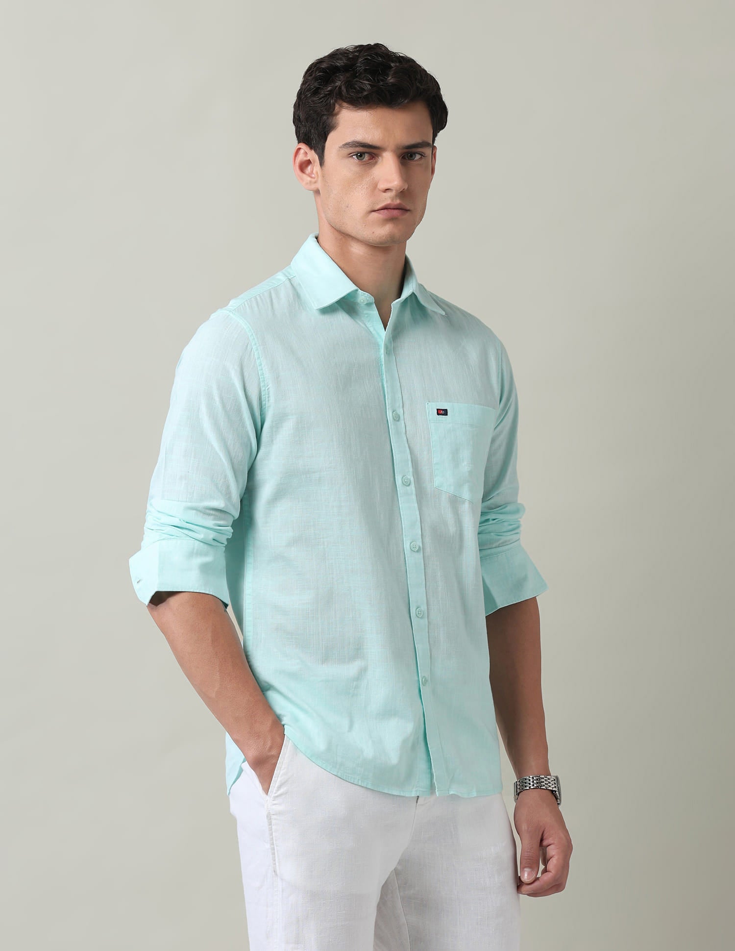 Solid Slim Fit Dobby Shirt