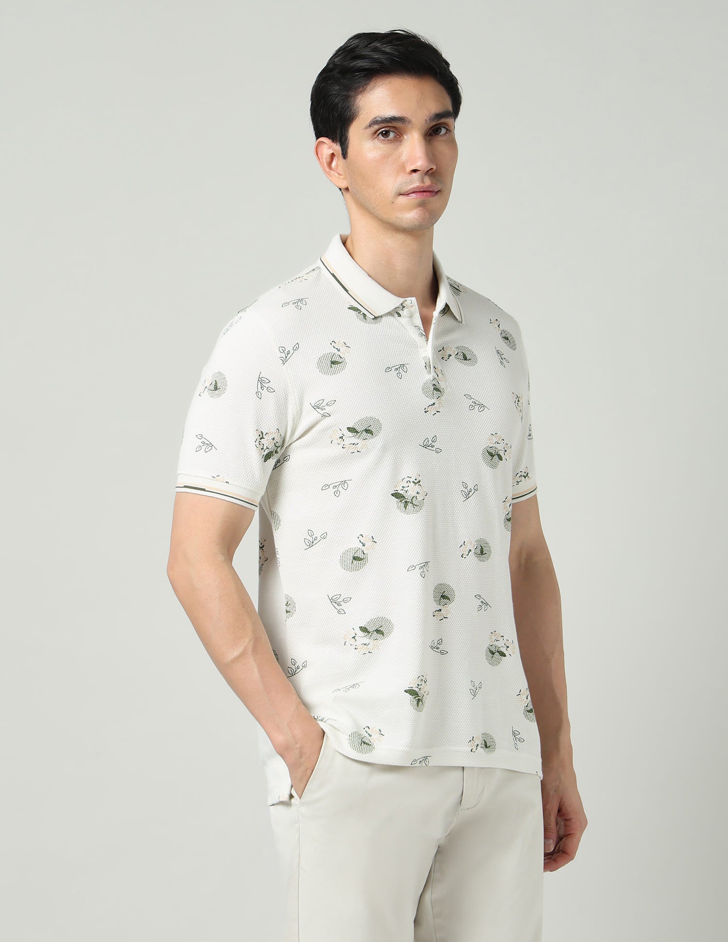 Vogue Fit Floral Printed Slim Fit Polo Shirt