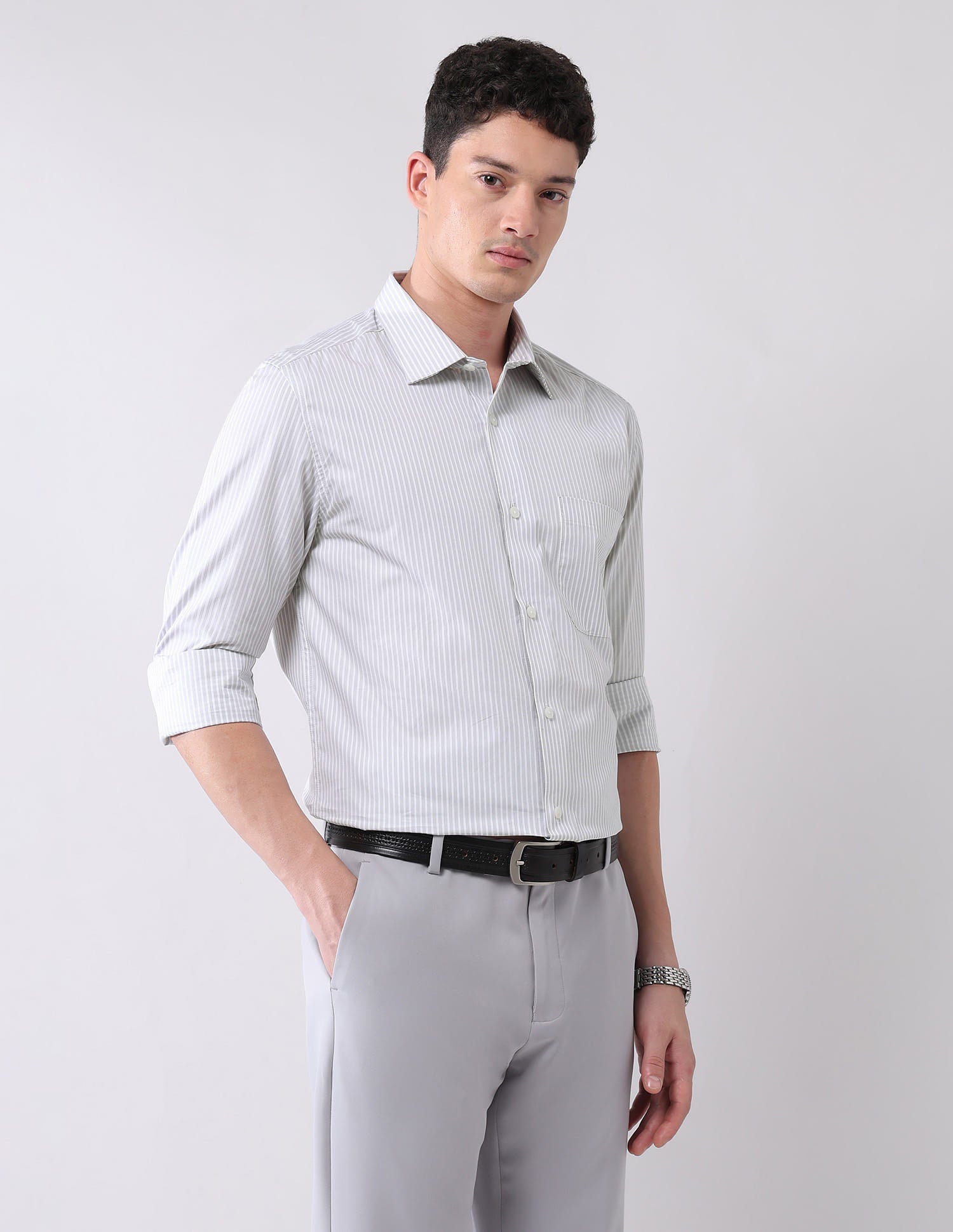 Wardrobe-Coded Regular Fit Vertical Striped Shirt