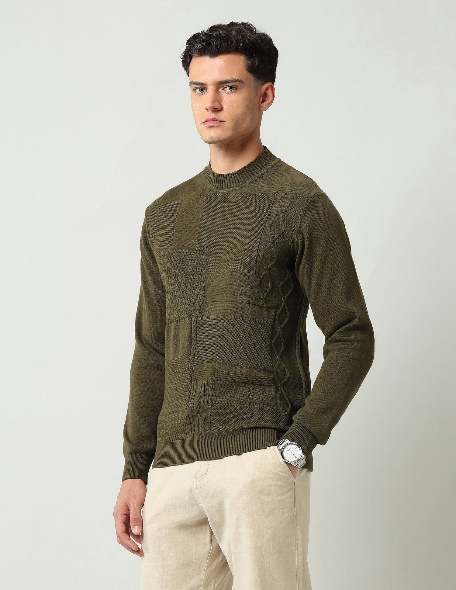 Styled-Edged Modern Slim Fit Textured Sweater