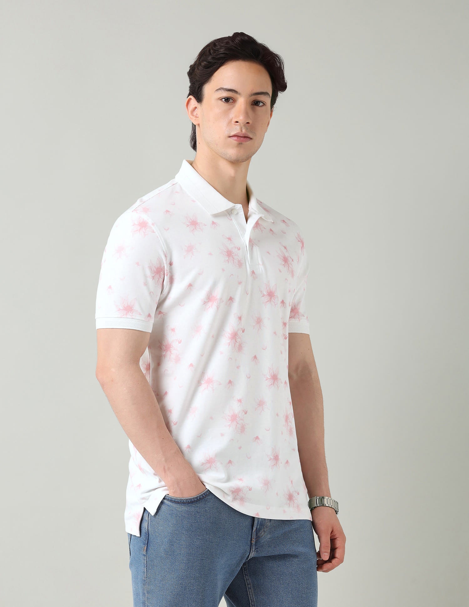 Abstract Printed Regular Fit Polo Shirt