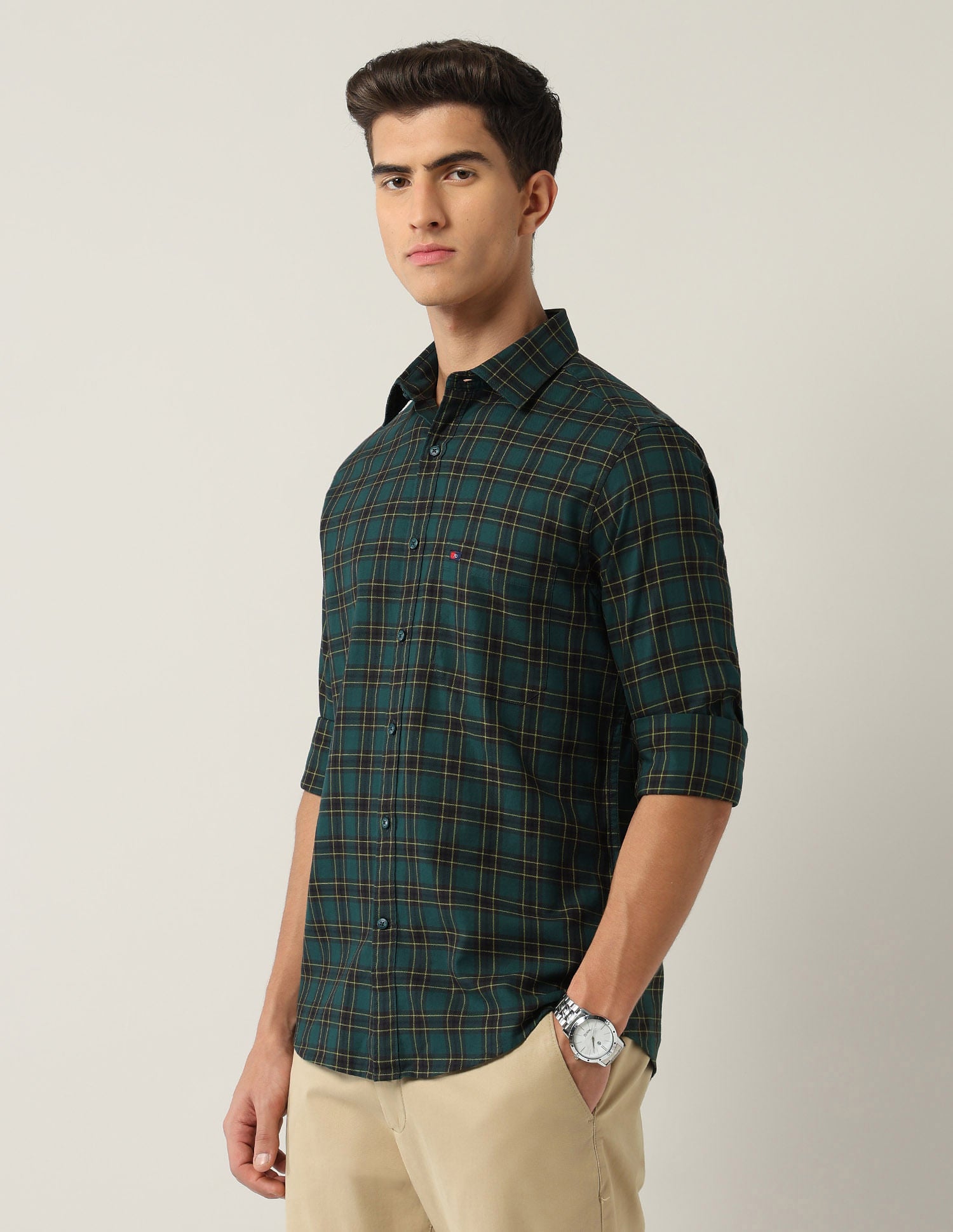 City Chronicles Modern Slim Fit Tartan Checked Shirt