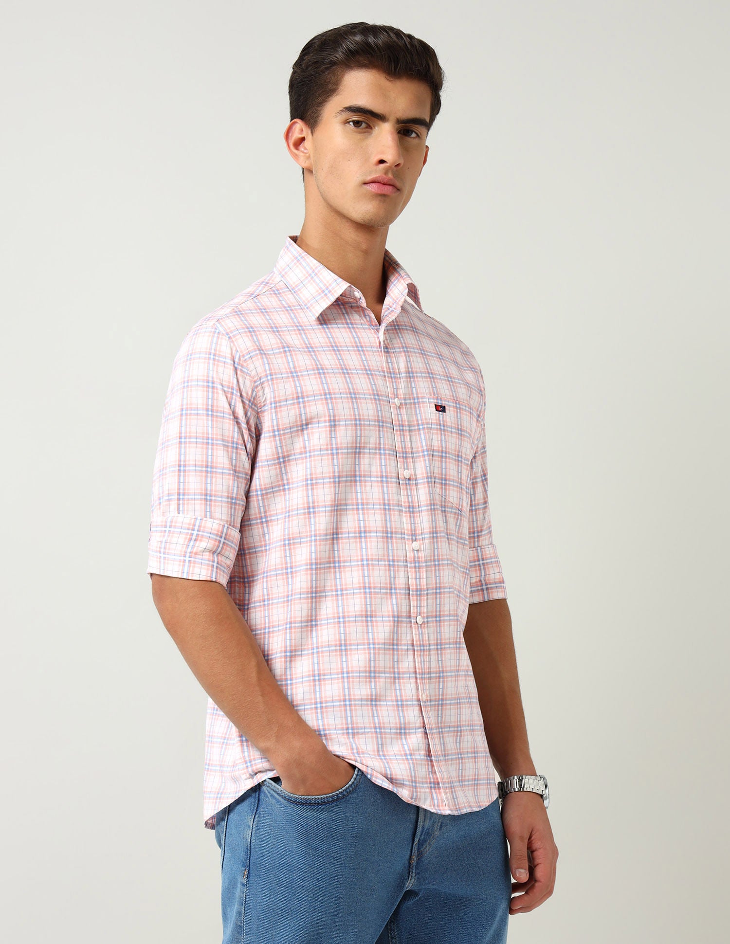 City Chronicles Modern Slim Fit Tartan Checked Shirt