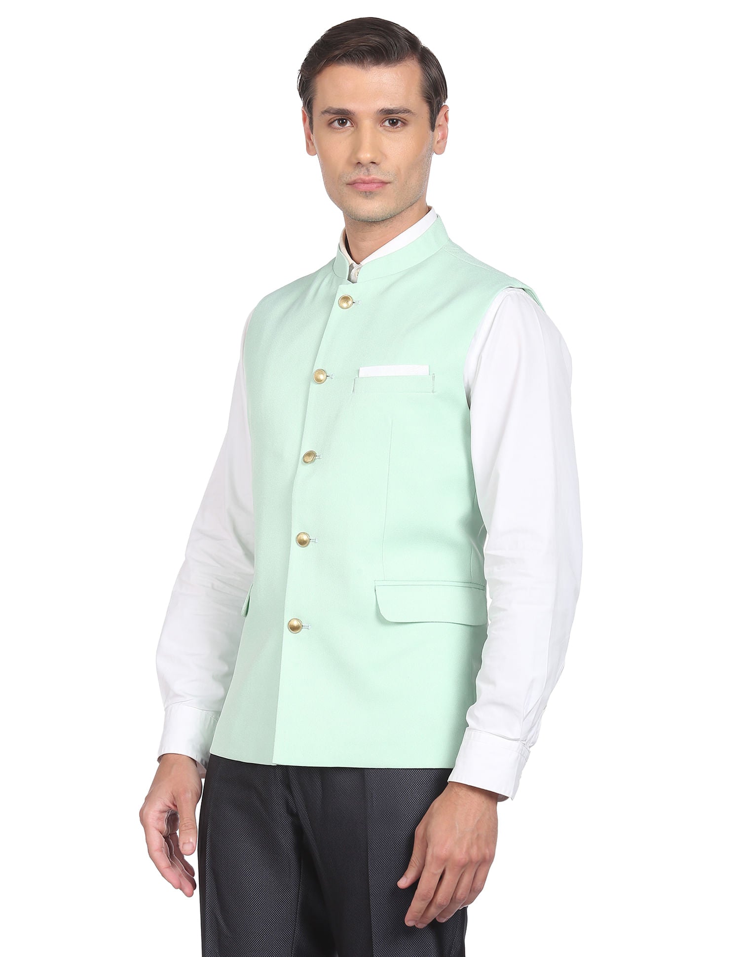 Fashion-Edged Textured Tailored Regular Fit Nehru Jacket