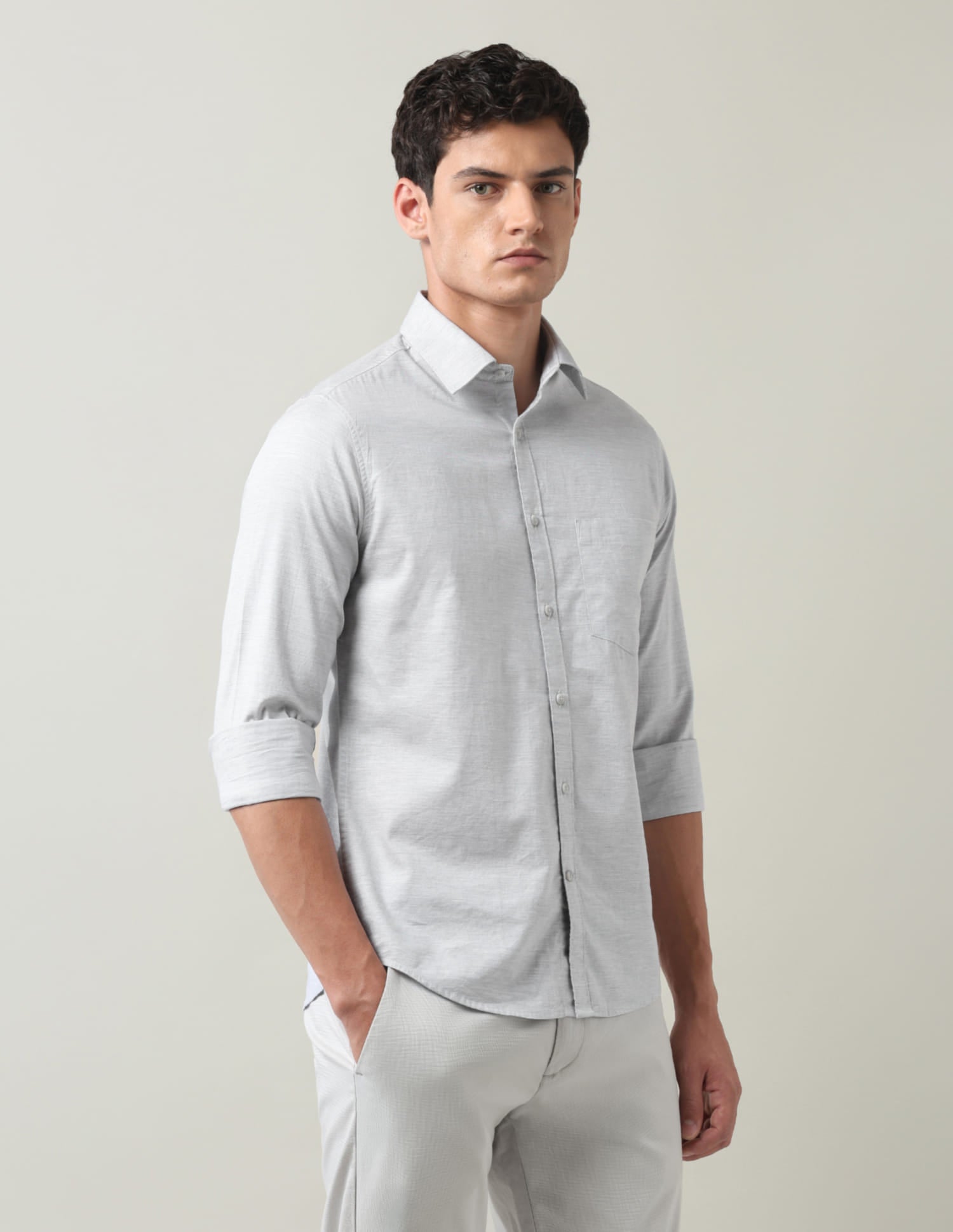 Solid Slim Fit Twill Shirt