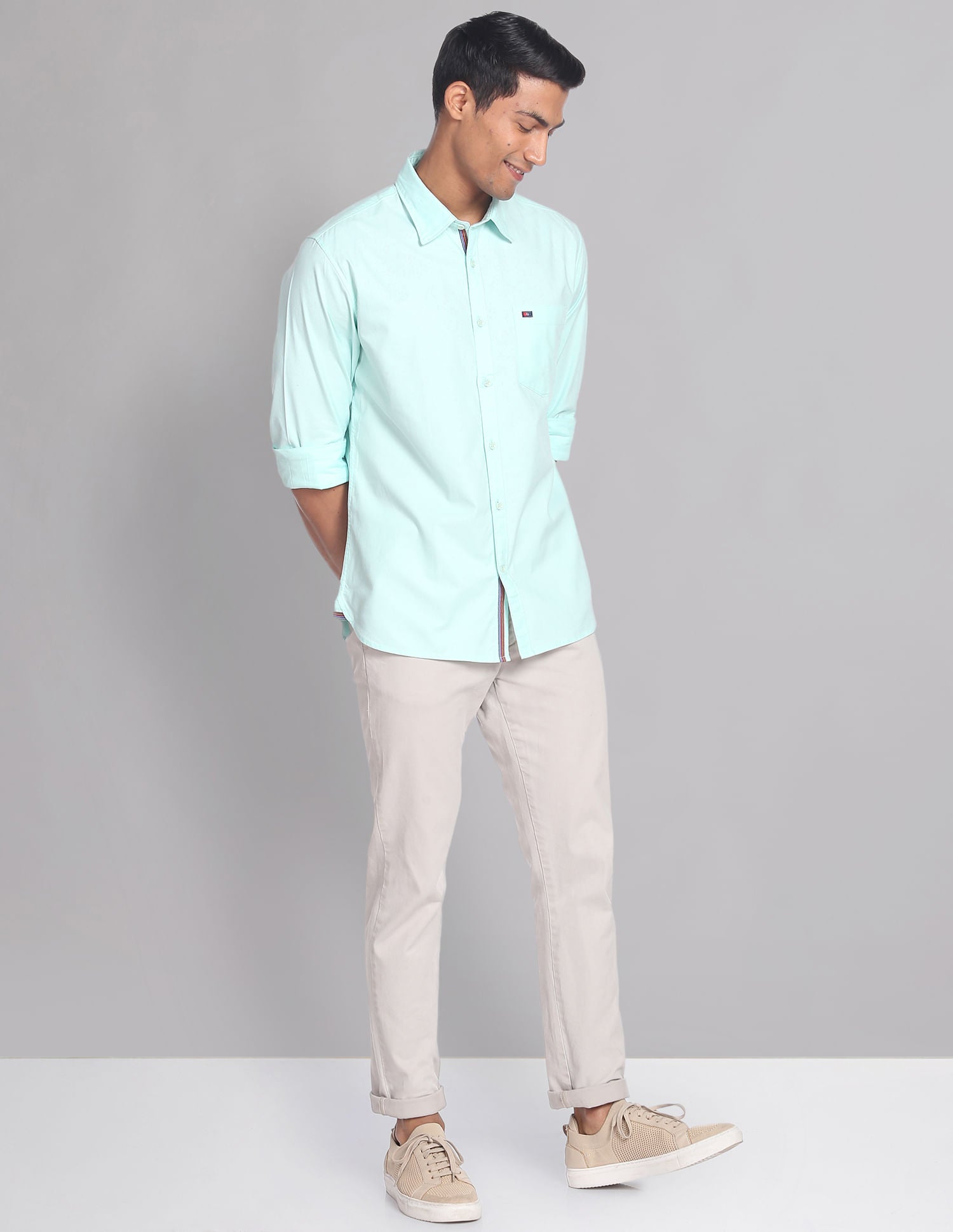 Classic Slim Fit Soladel UV Stretch Oxford Casual Shirt