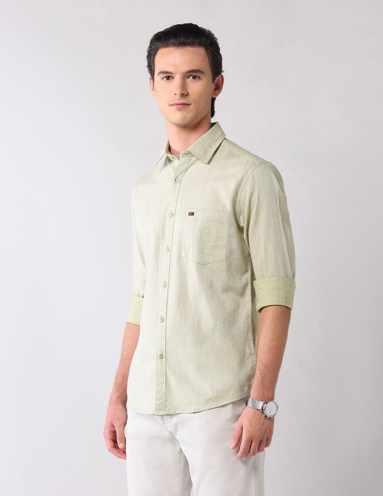 Corporate Ready Modern Slim Fit Self-Design Shirt