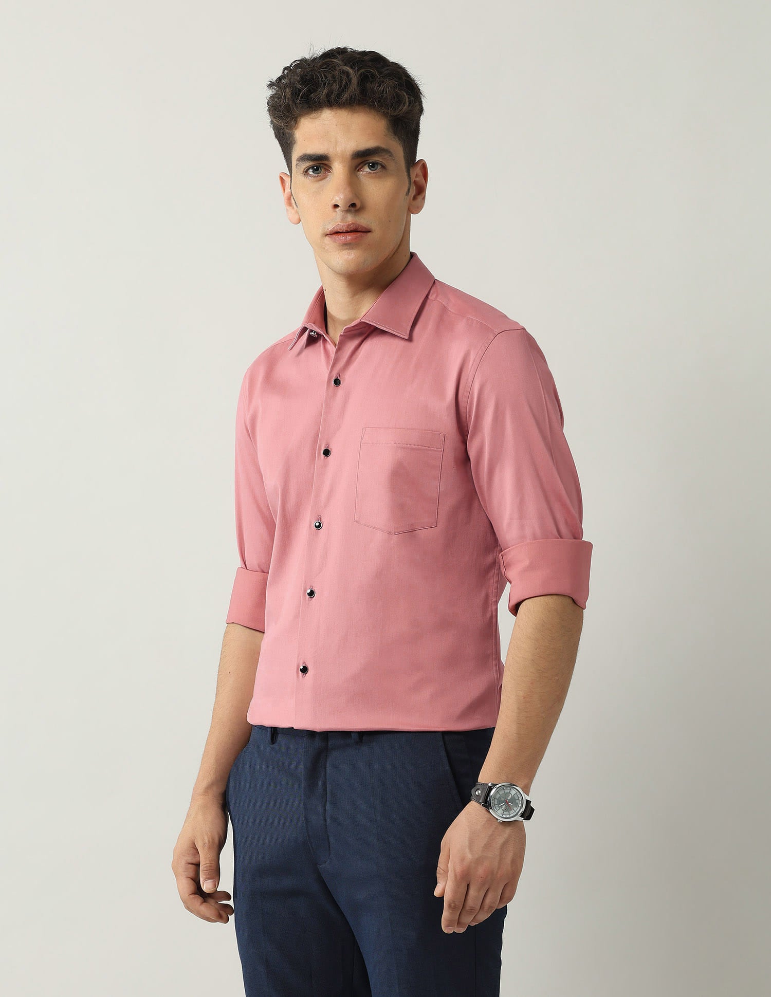 Slim Fit Satin Solid Shirt