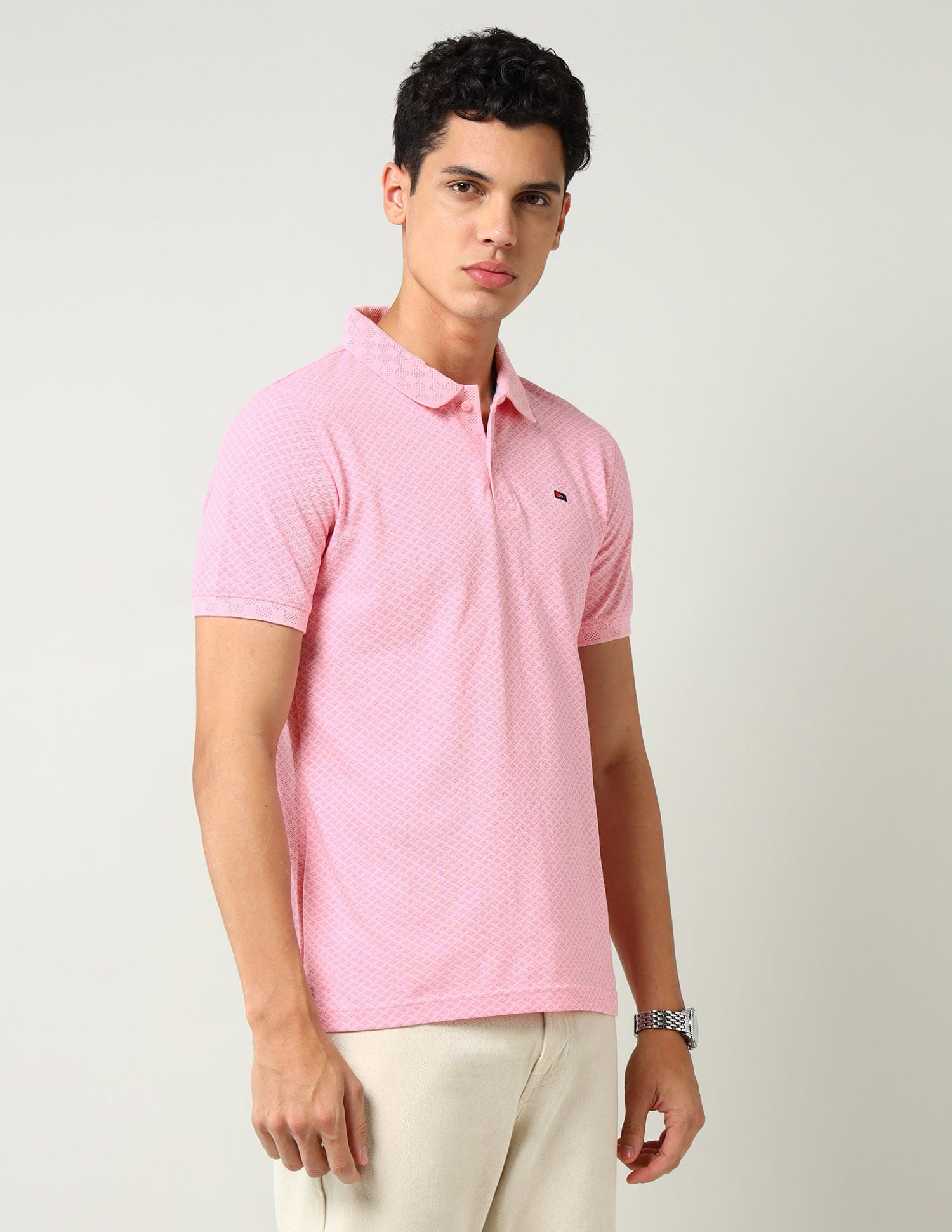 City Adventure Modern Slim Fit Geometric Printed Polo Shirt