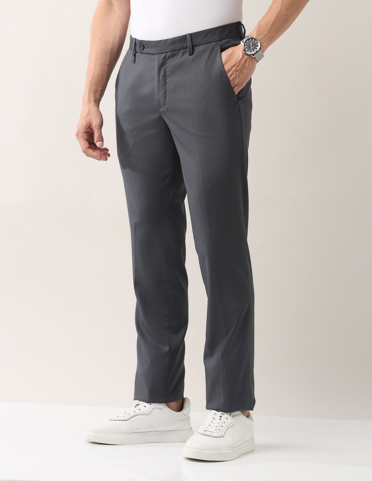 Everyday Wear Slim Fit Smart Flex Formal Trousers