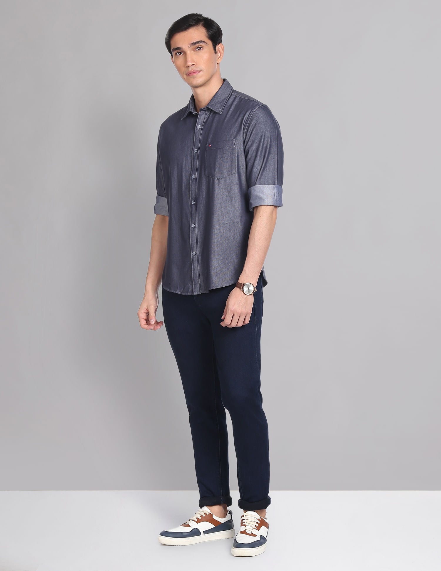 Everyday Wear Knit Solid Slim Fit Casual Shirt