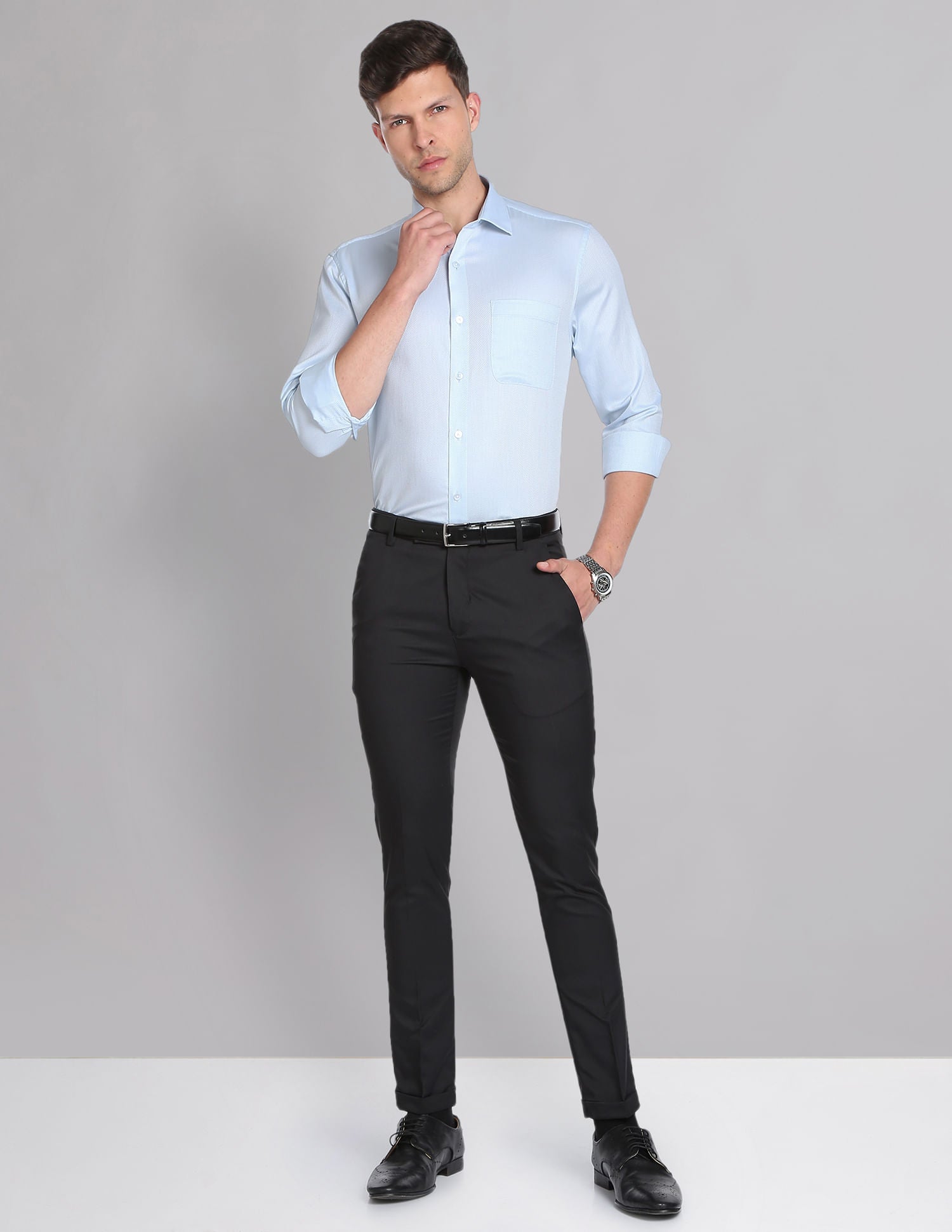 Smart & Solid Dobby Everlast Press Formal Shirt