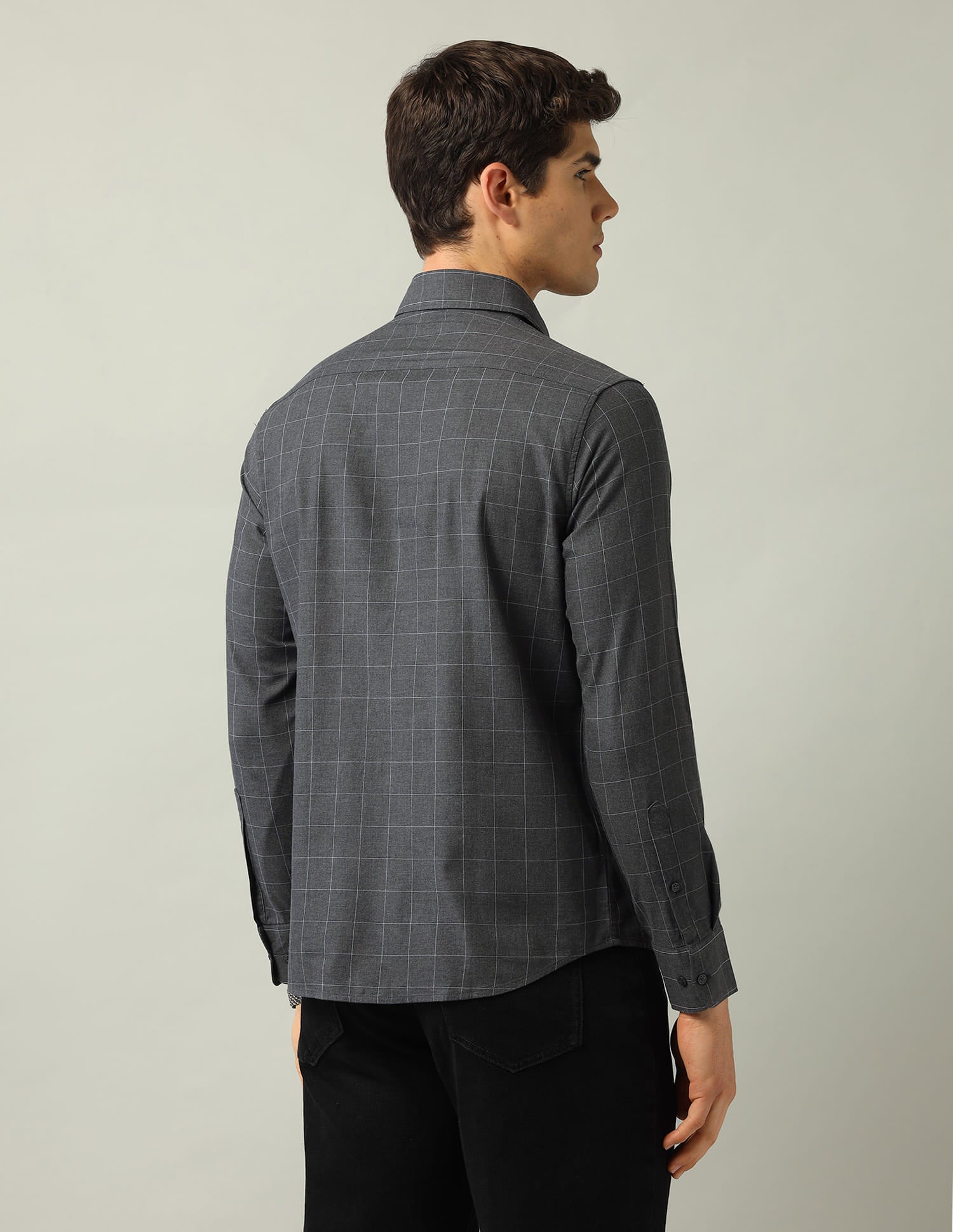Windowpane Checked Modern Slim Fit Shirt