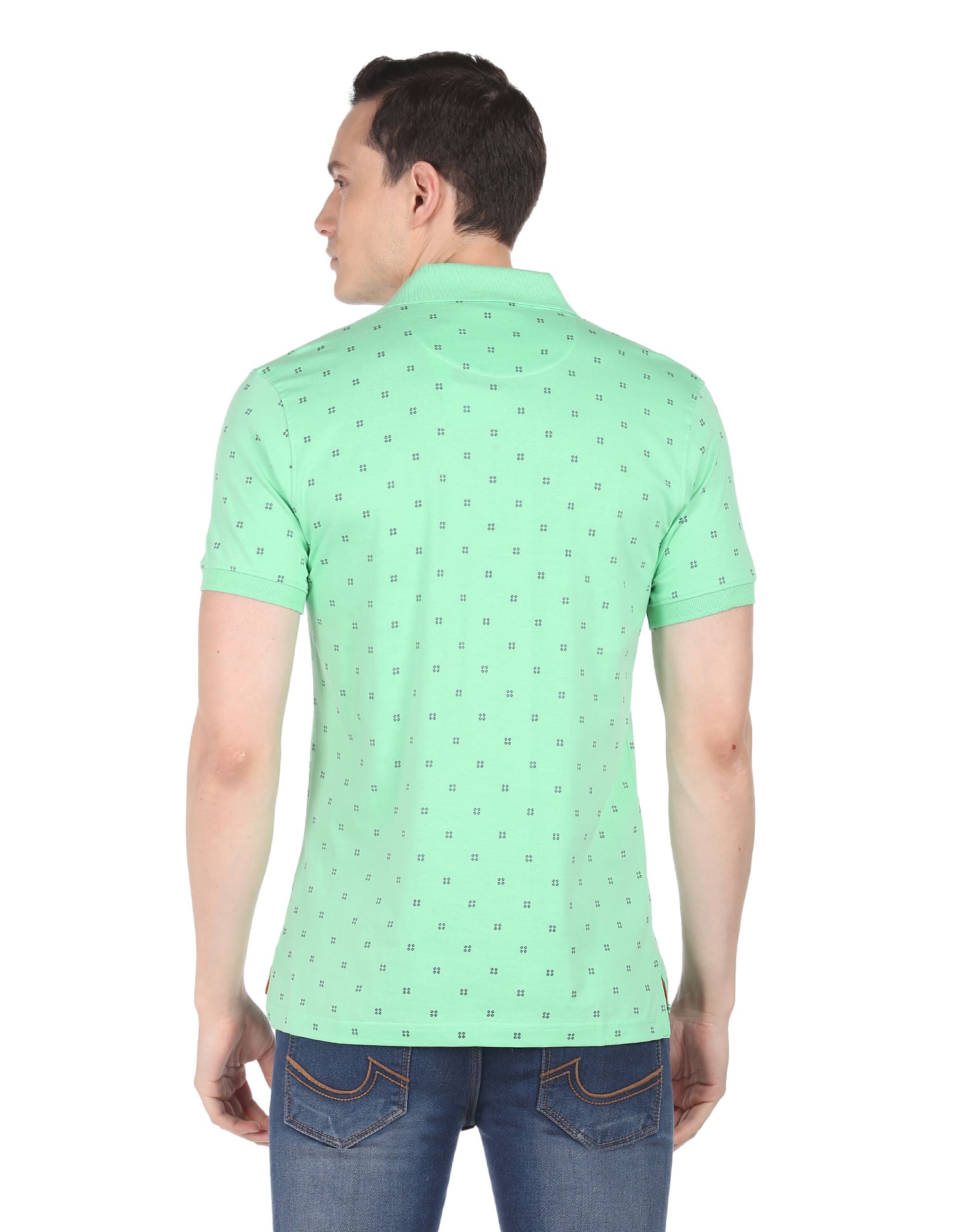 Art Refined Geometric Print Cotton Polo Shirt