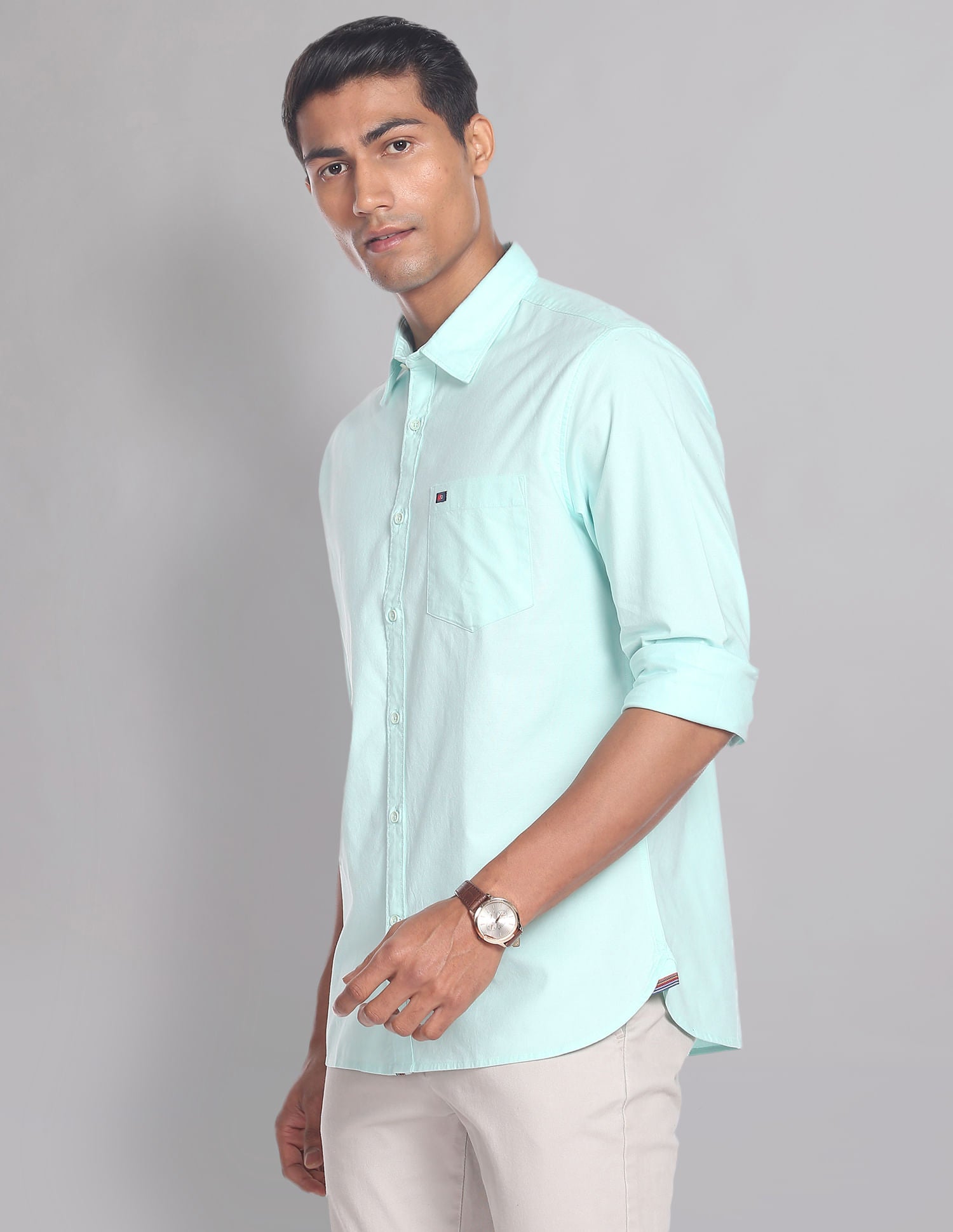Classic Slim Fit Soladel UV Stretch Oxford Casual Shirt