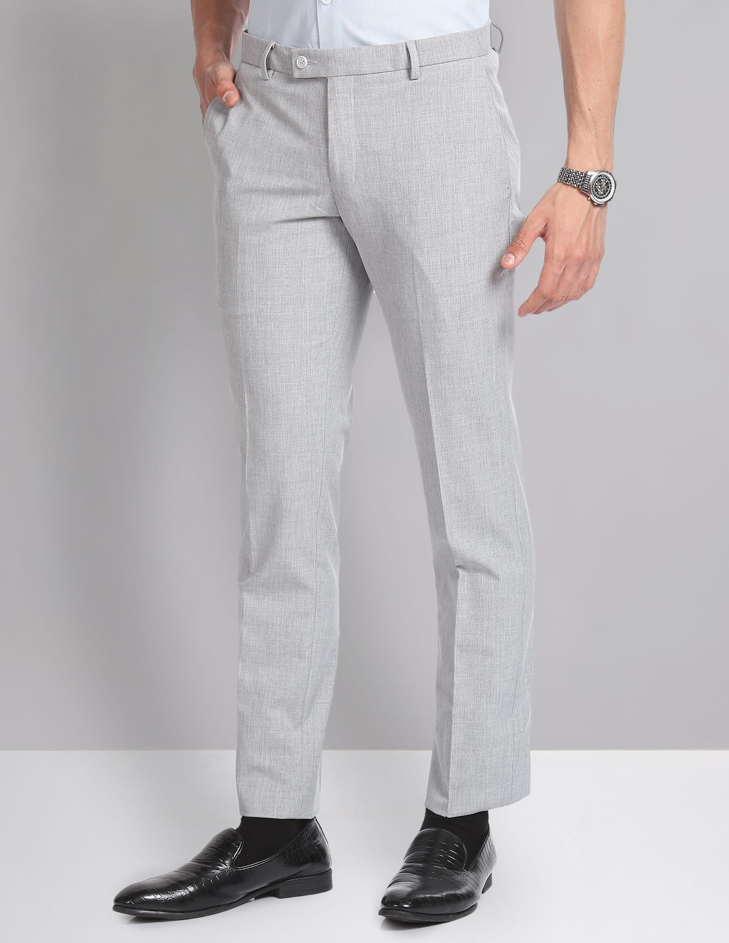 Heathered Smart Flex Formal Trousers