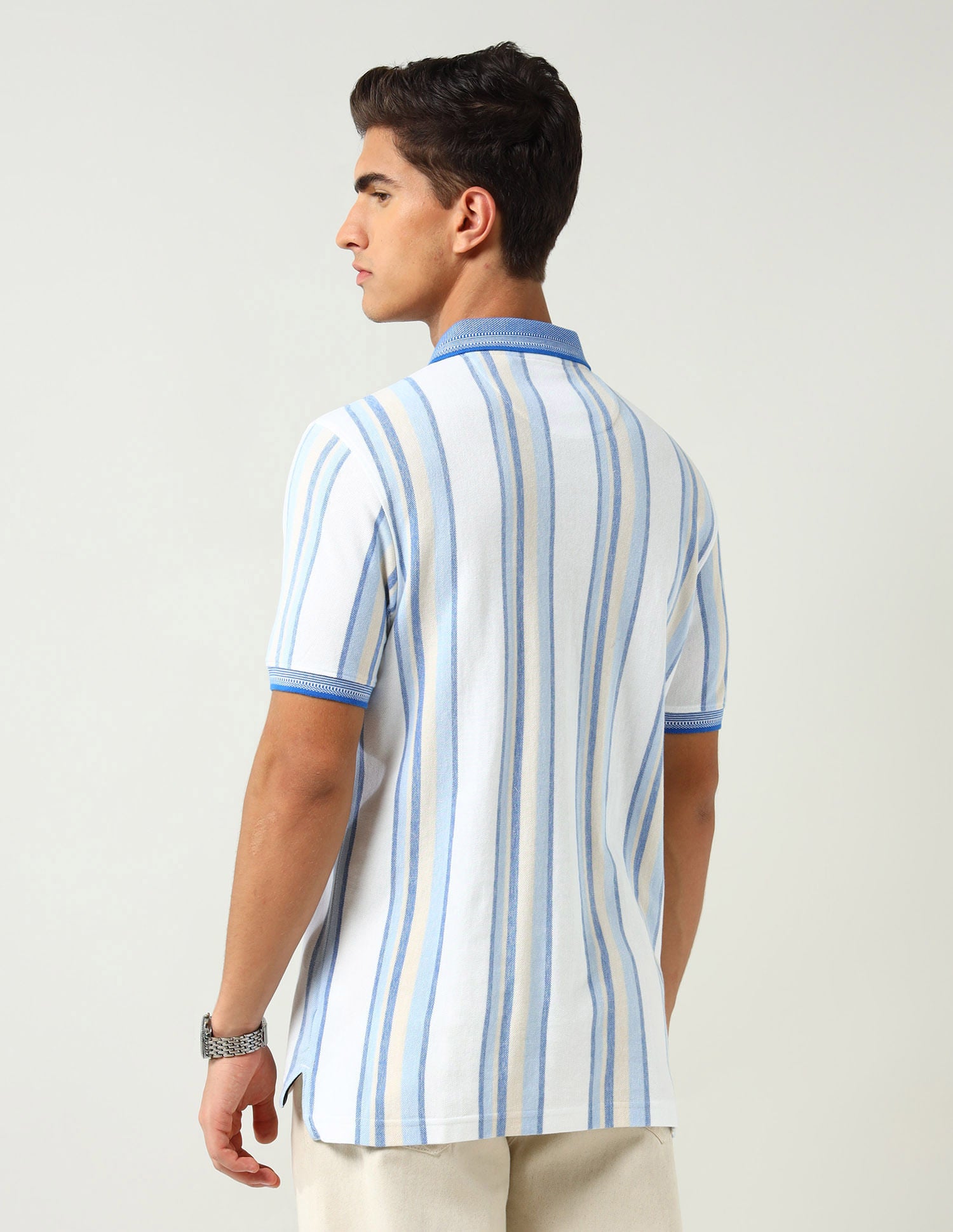 Infinite Vogue Modern Slim Fit Vertical Striped Polo Shirt