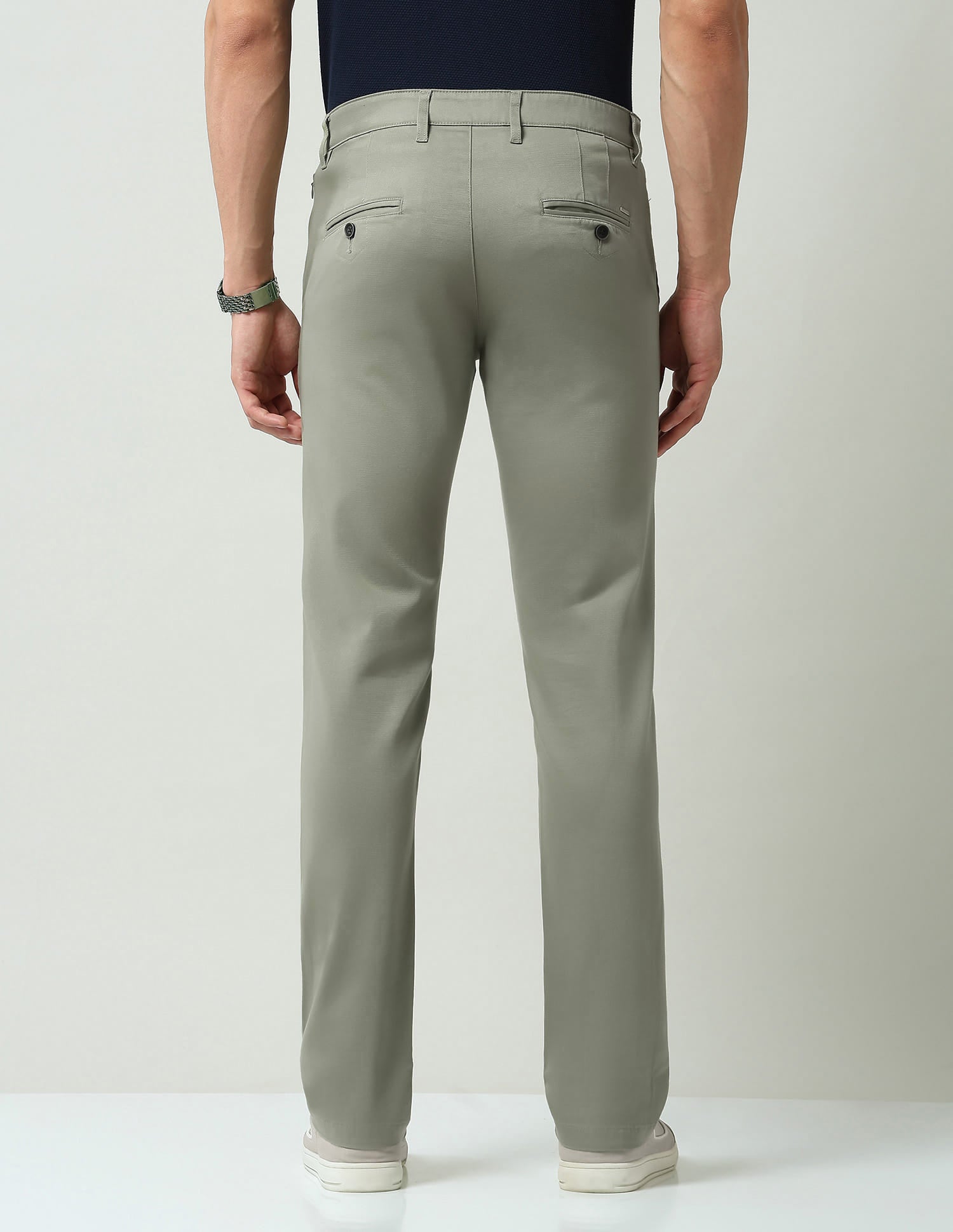 Solid Mid Rise Slim Fit Chinos