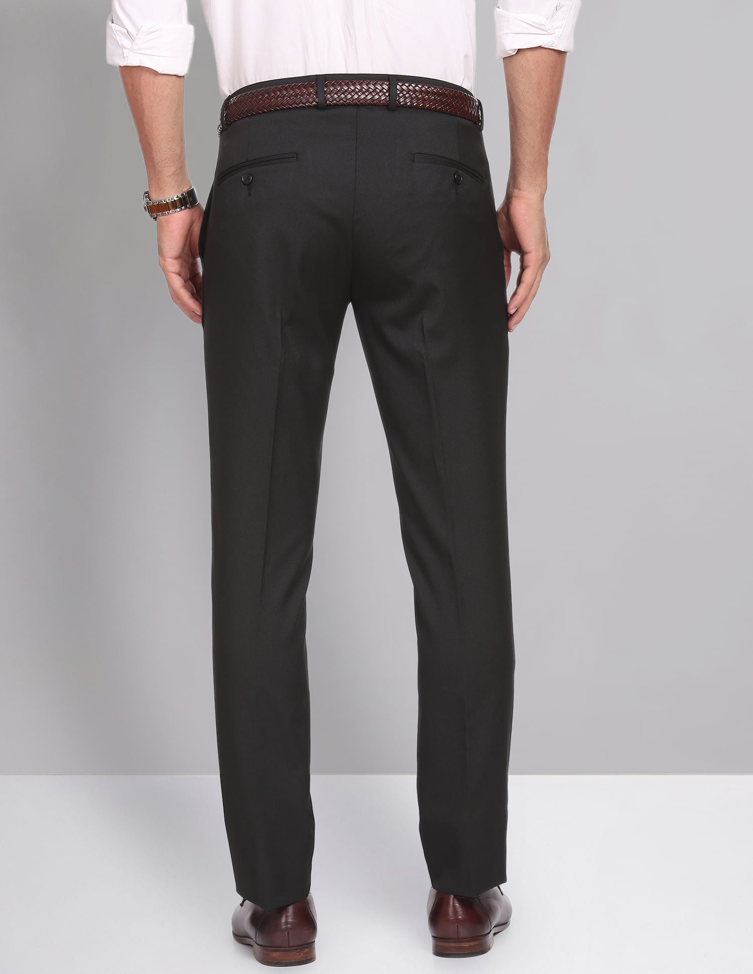 Corporate Pulse Smart Waist Solid Formal Trousers