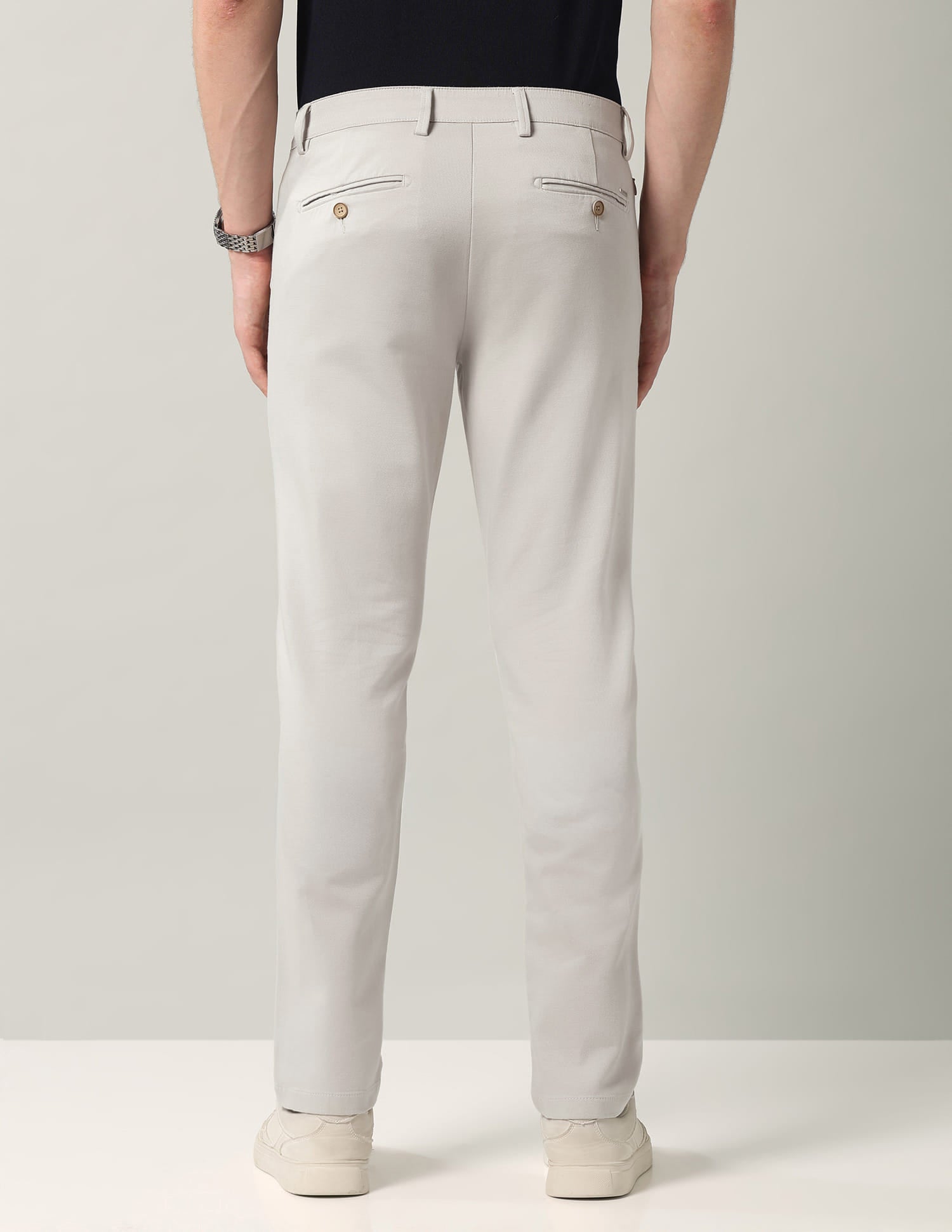 Textured Mid-rise Modern Fit Trousers