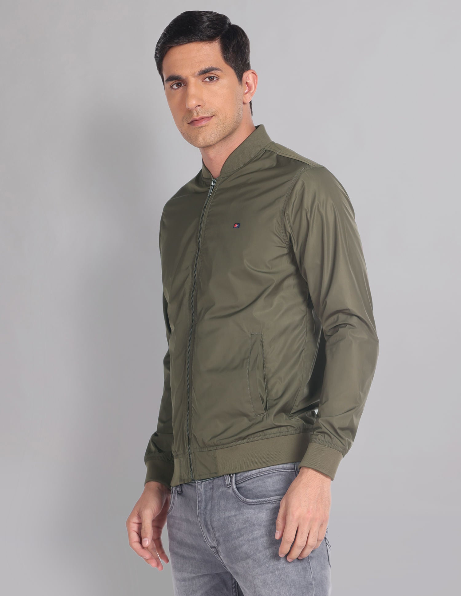 Travel Friendly Solid Foldable Bomber Jacket