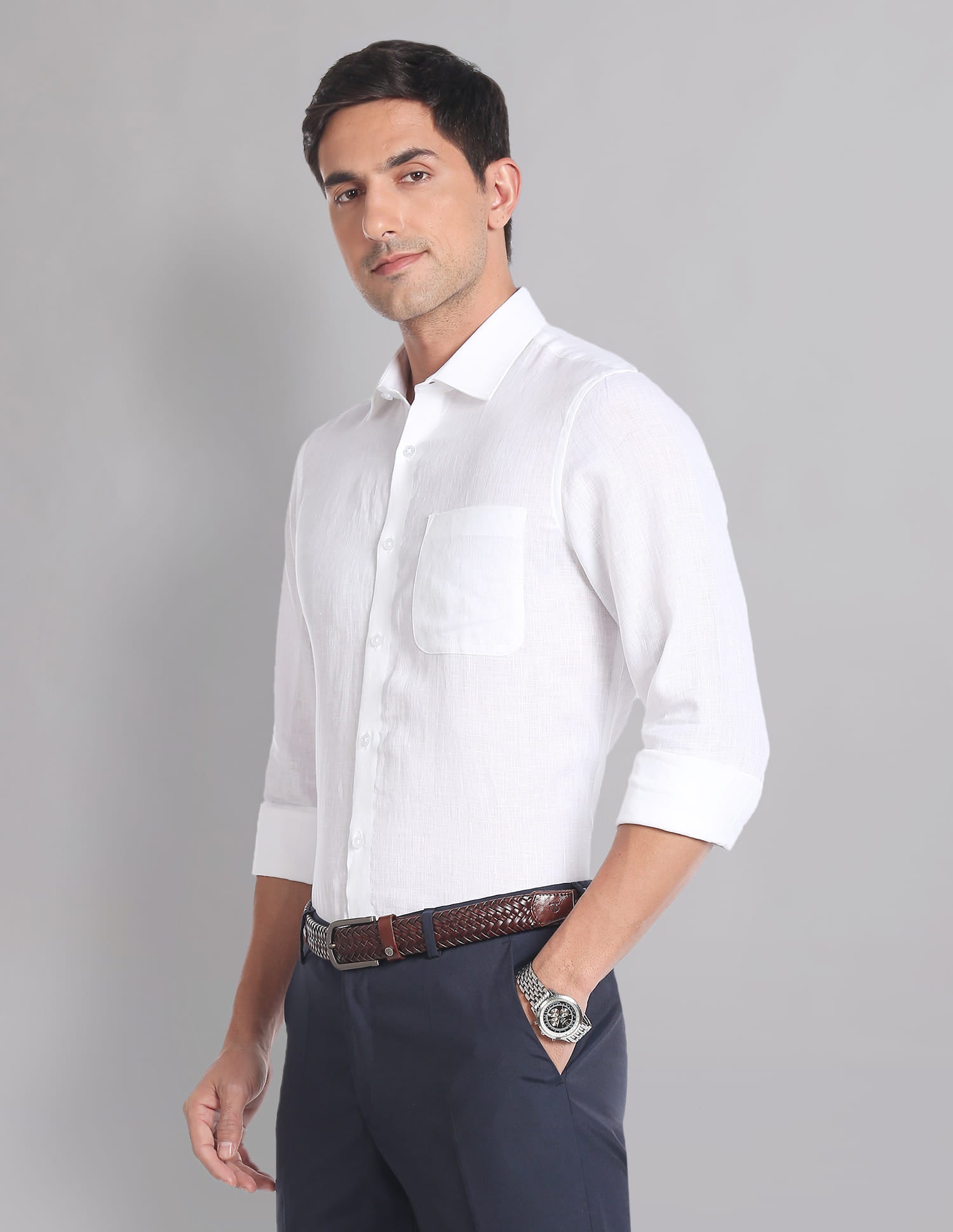 Cutaway Collar Irish Linen Formal Shirt