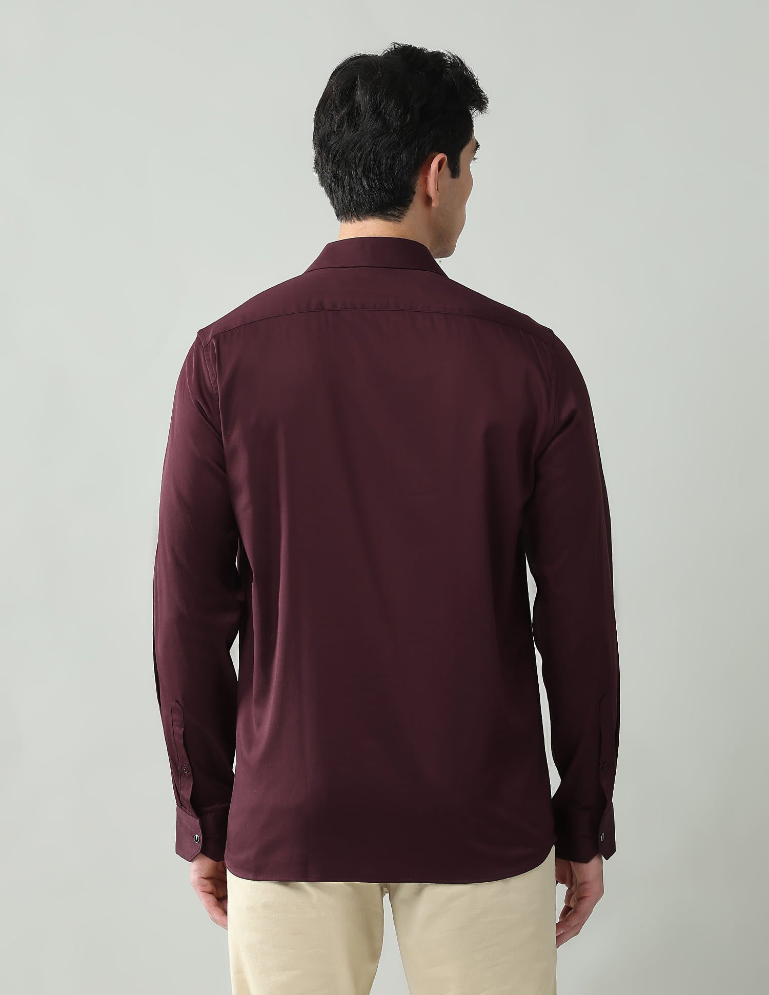 Vogue Vault Solid Slim Fit Satin Shirt