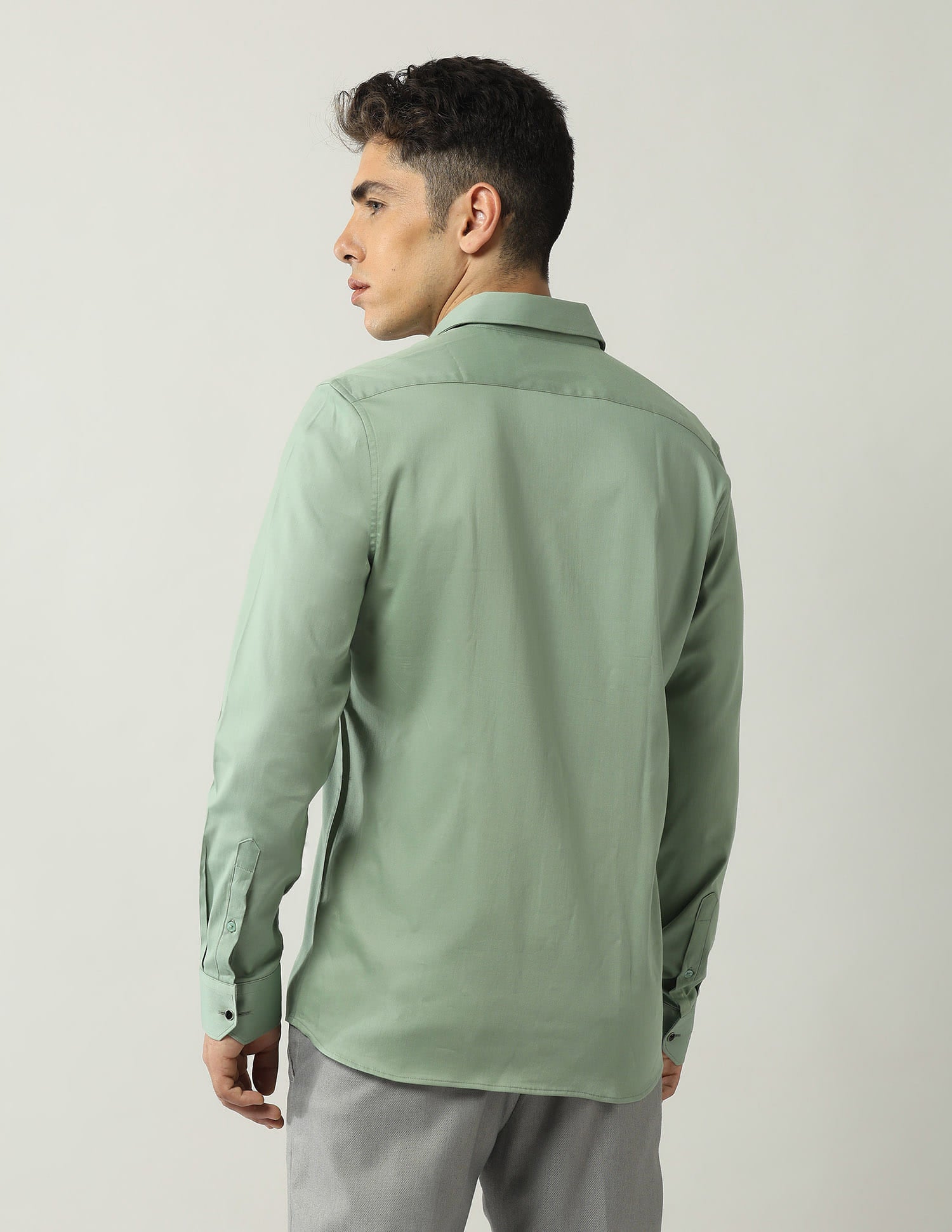 Slim Fit Satin Solid Shirt