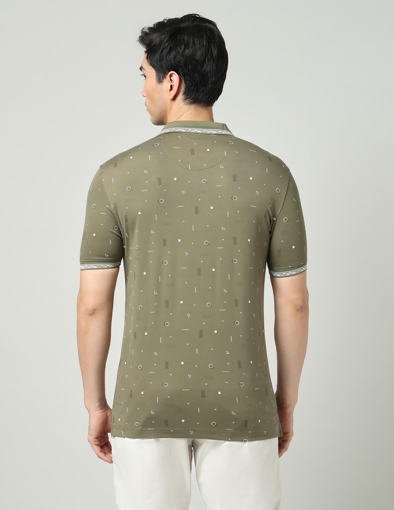 Vintage Cool Geometric Print Slim Fit Polo Shirt