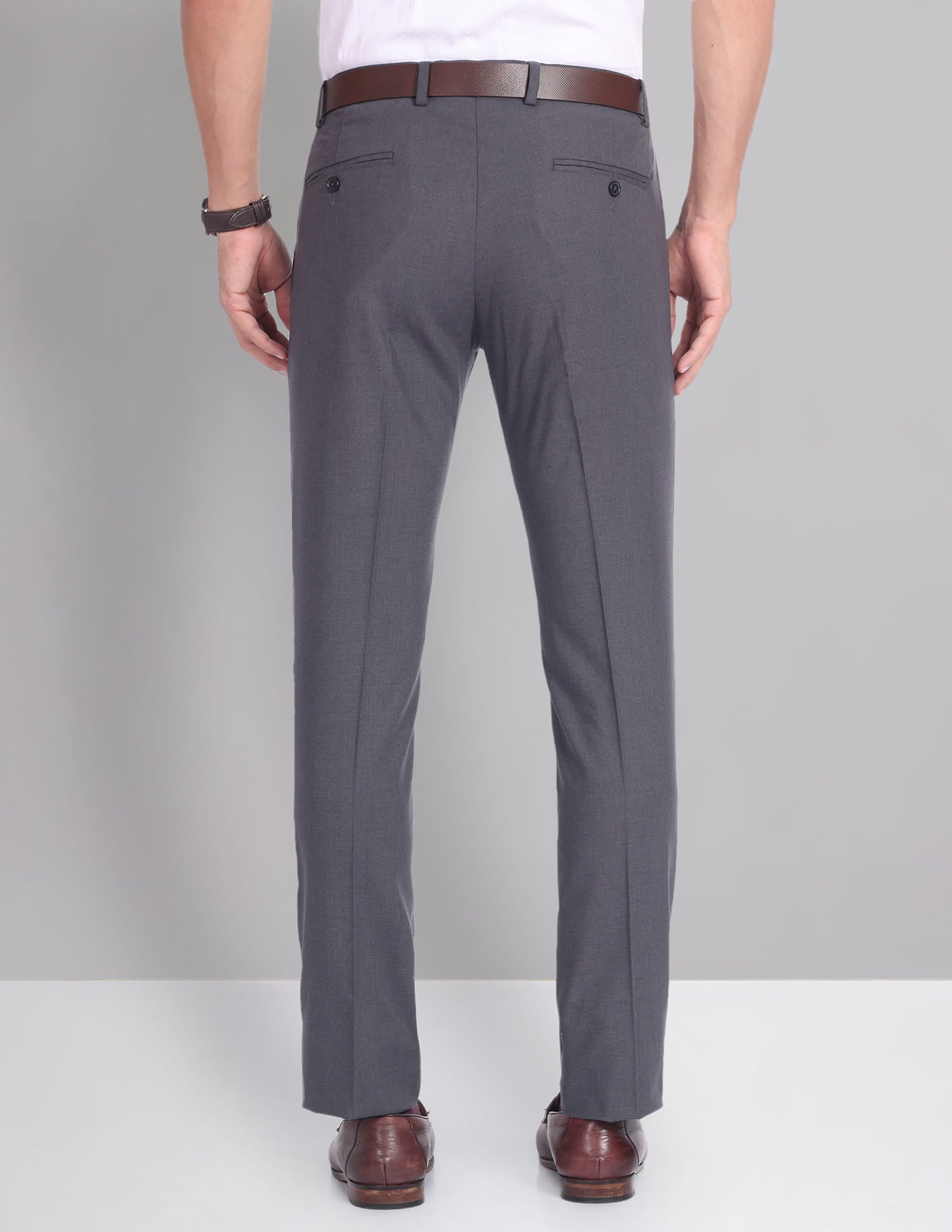 Slim Fit Solid Formal Trousers