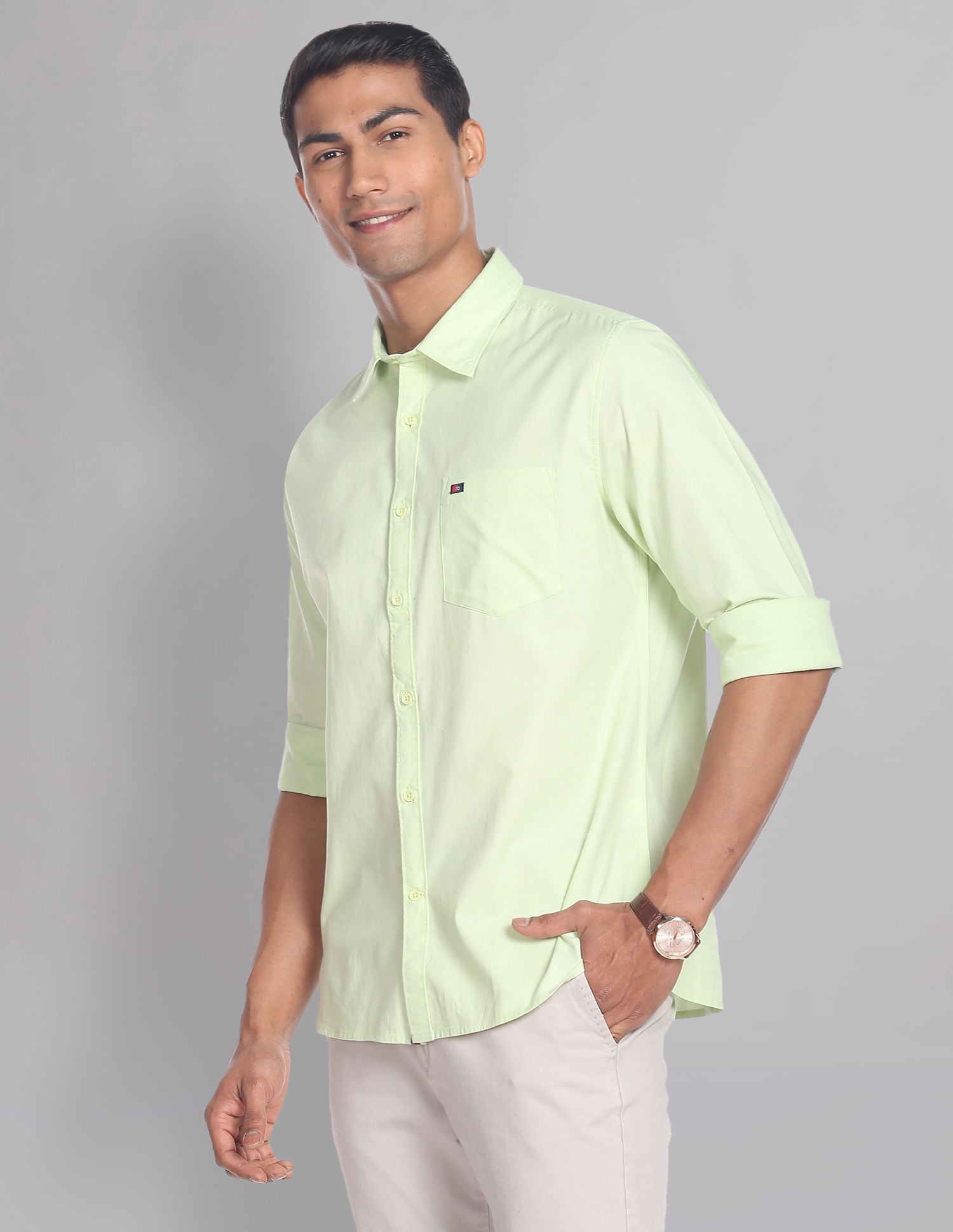 Classic Slim Fit Soladel UV Stretch Oxford Casual Shirt