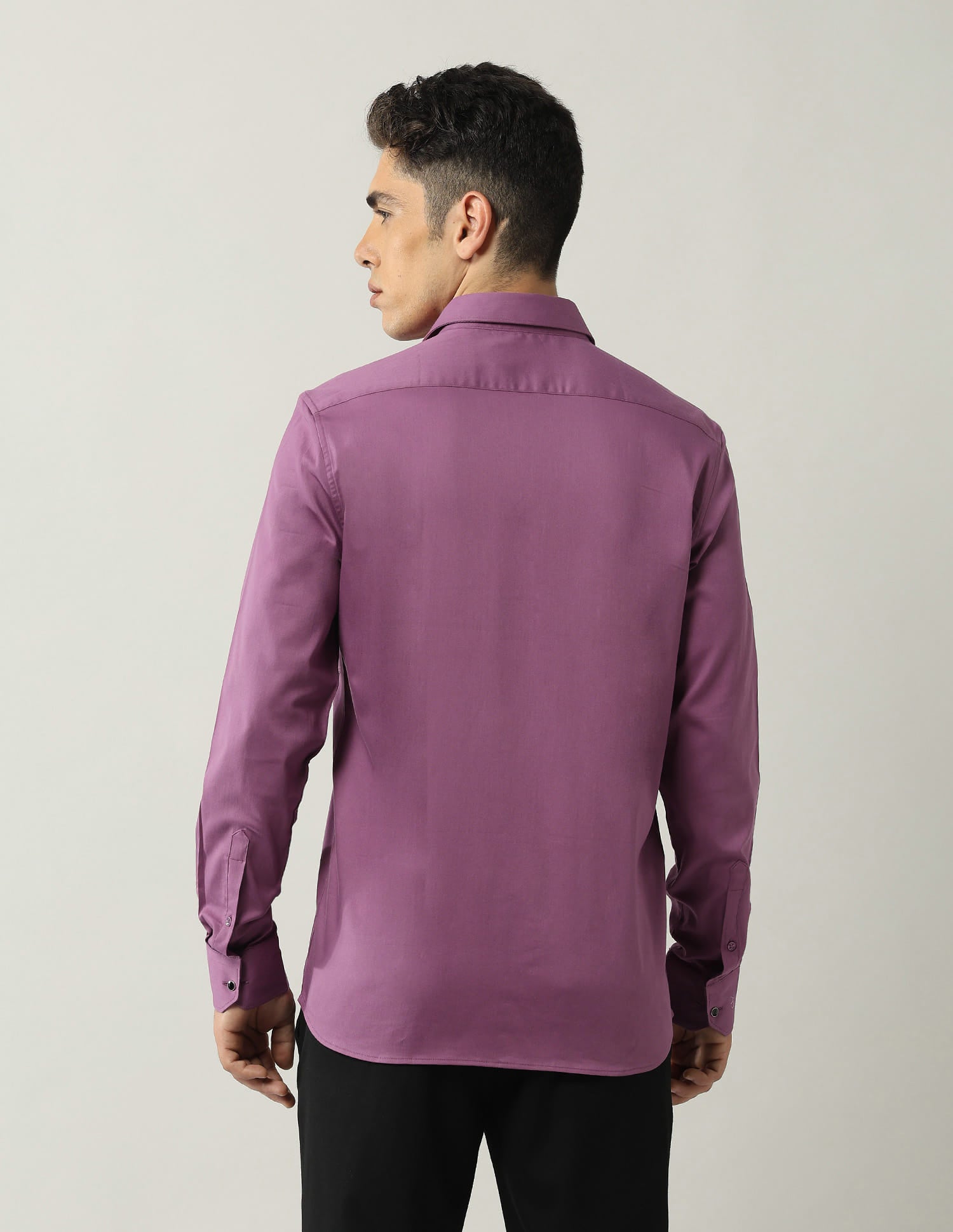 Slim Fit Satin Solid Shirt