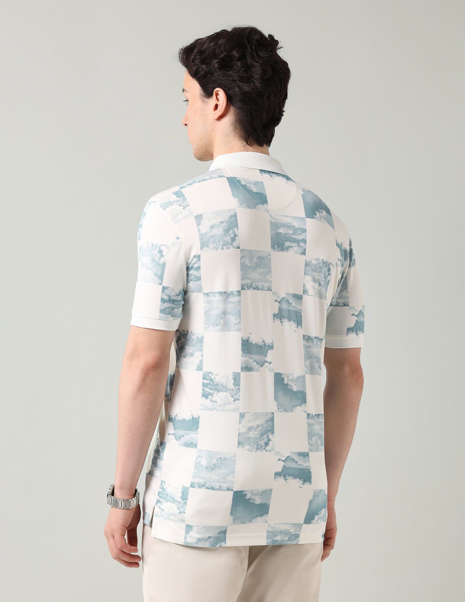 Geometric Patterned Regular Fit Polo Shirt